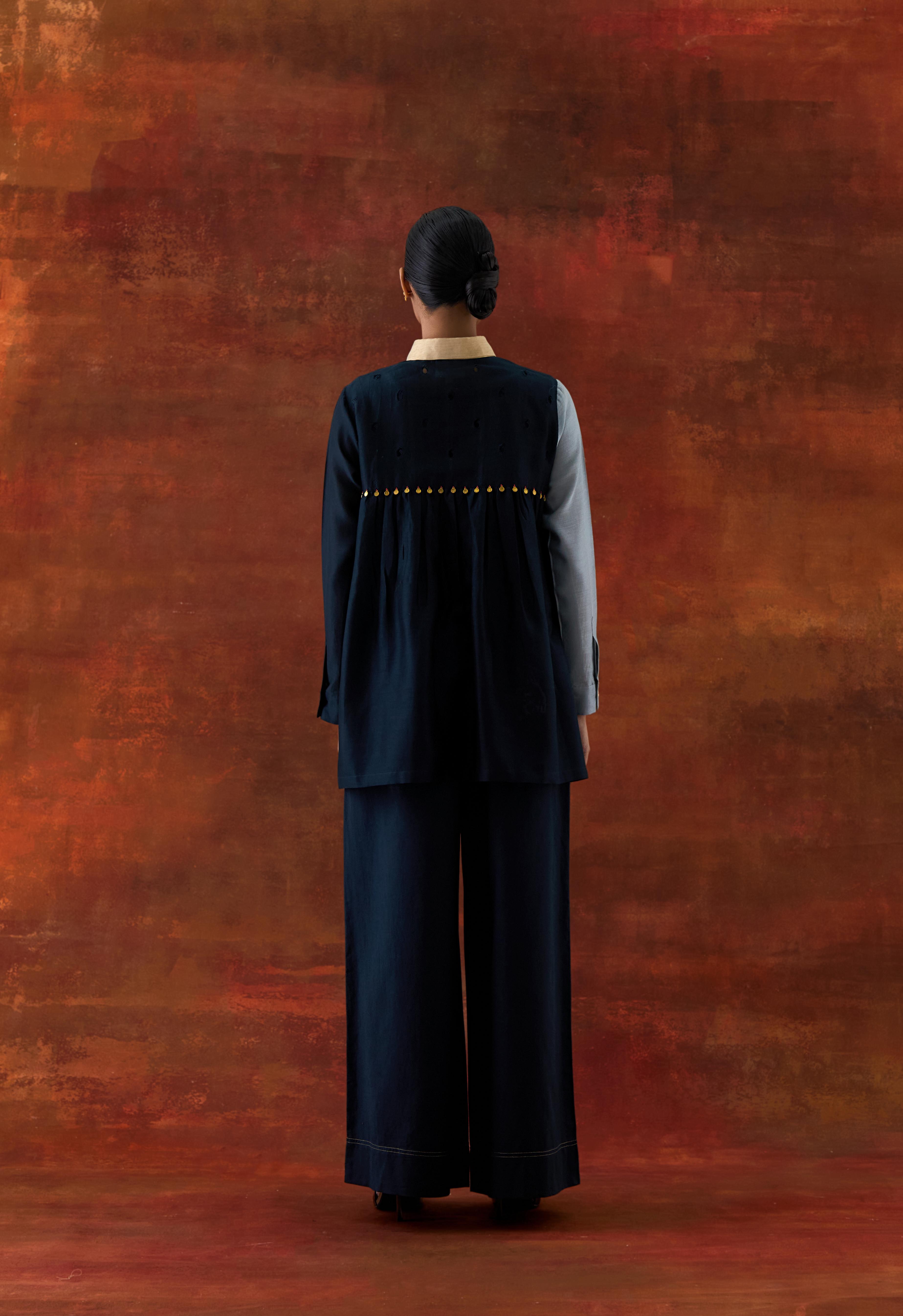 EMB TRI COLOR SHIRT WITH FLARED PANTS - image 5