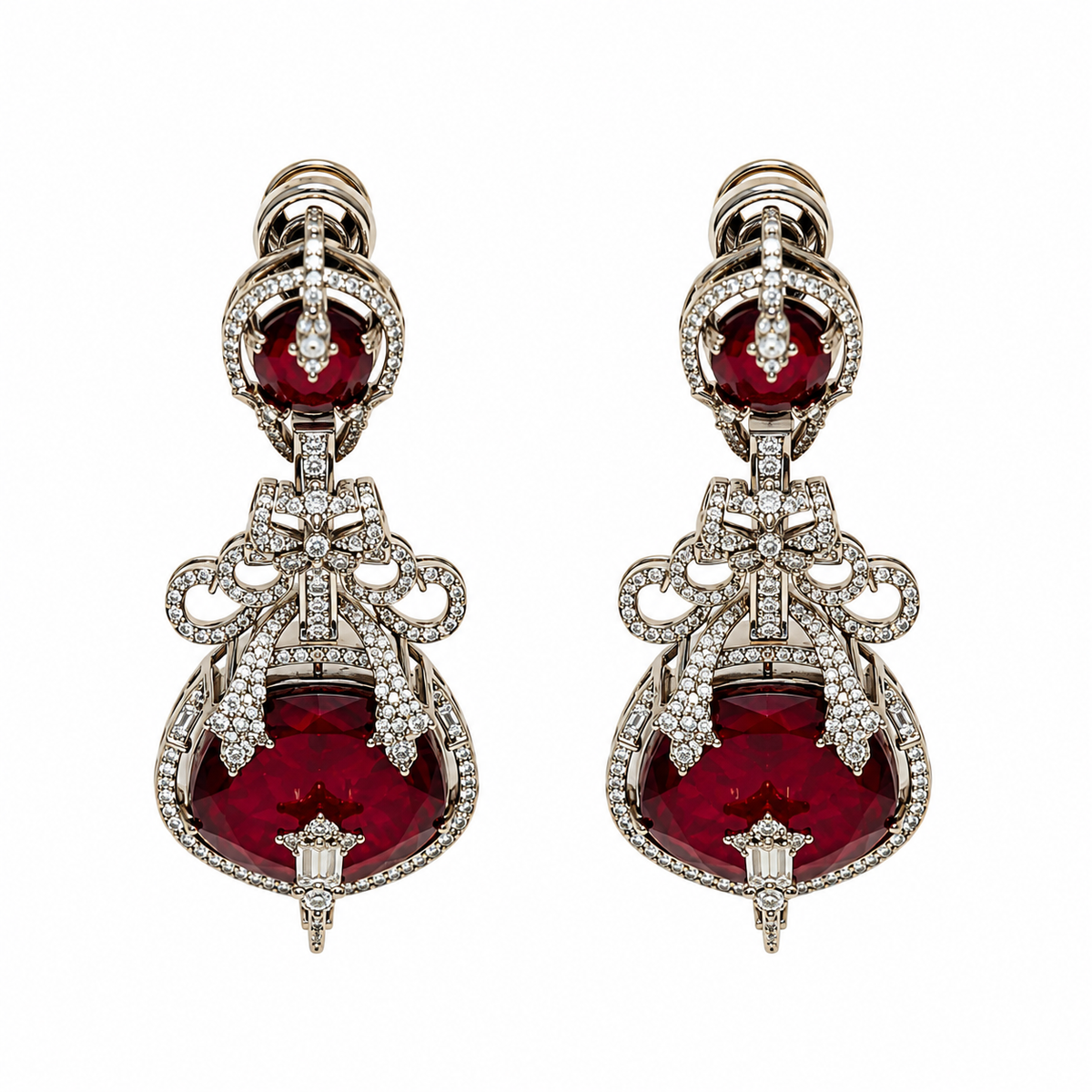 Ruby Semi-Precious Stone Moissanite Necklace Set