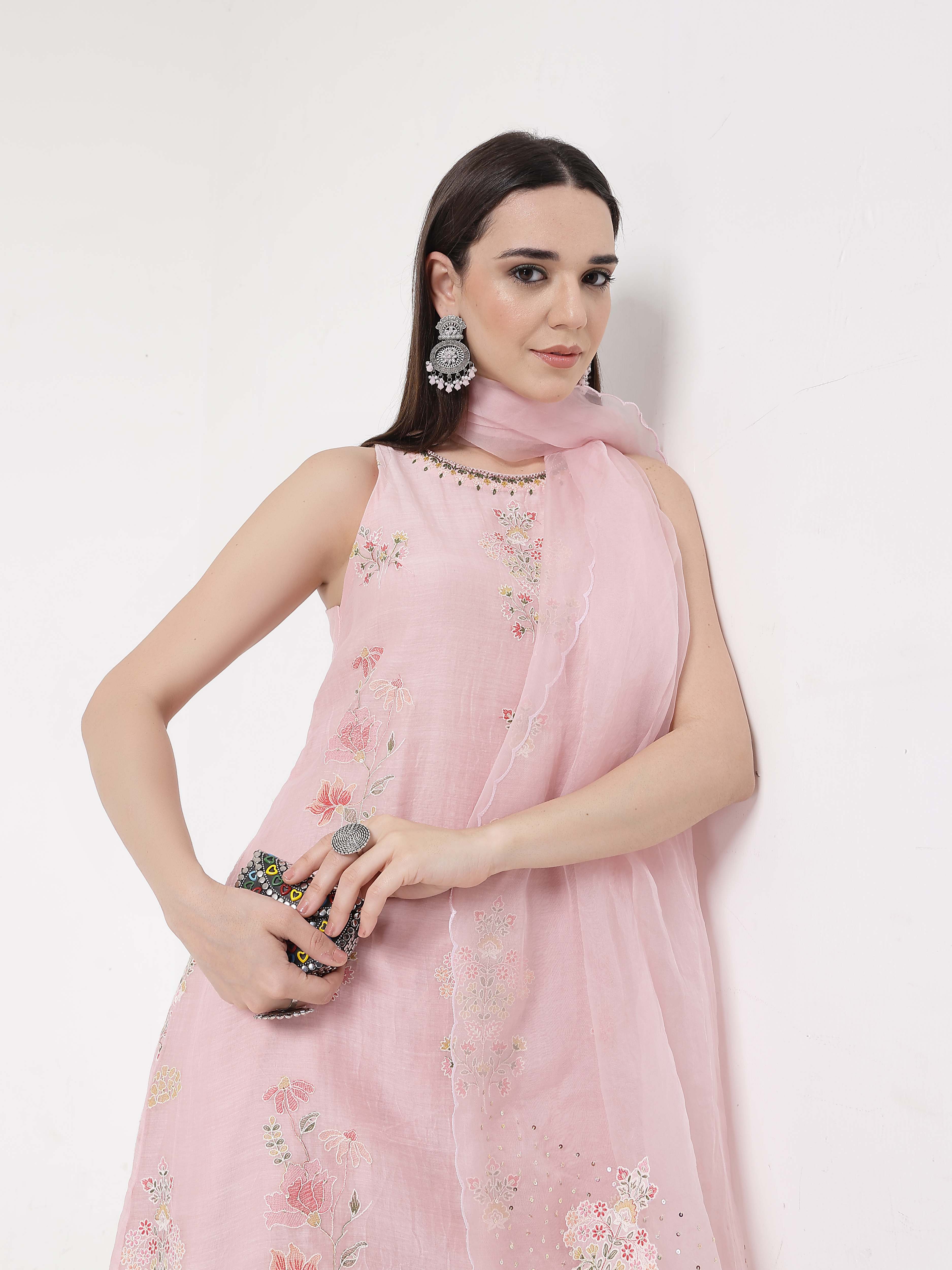 Pearl Pink A-line Salwar Set