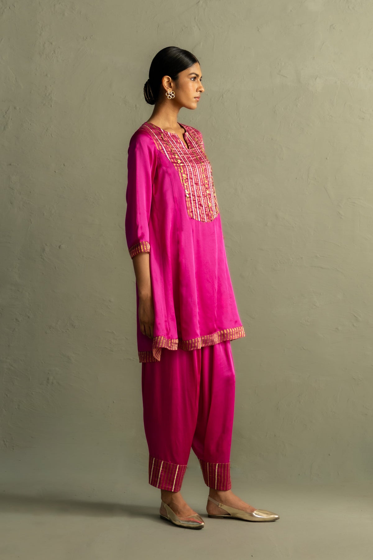Ojas Flared Short Kurta With Salwar