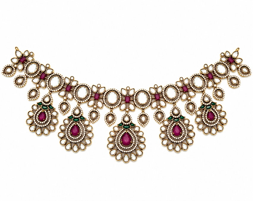 Ruby Kundan Statement Necklace Set
