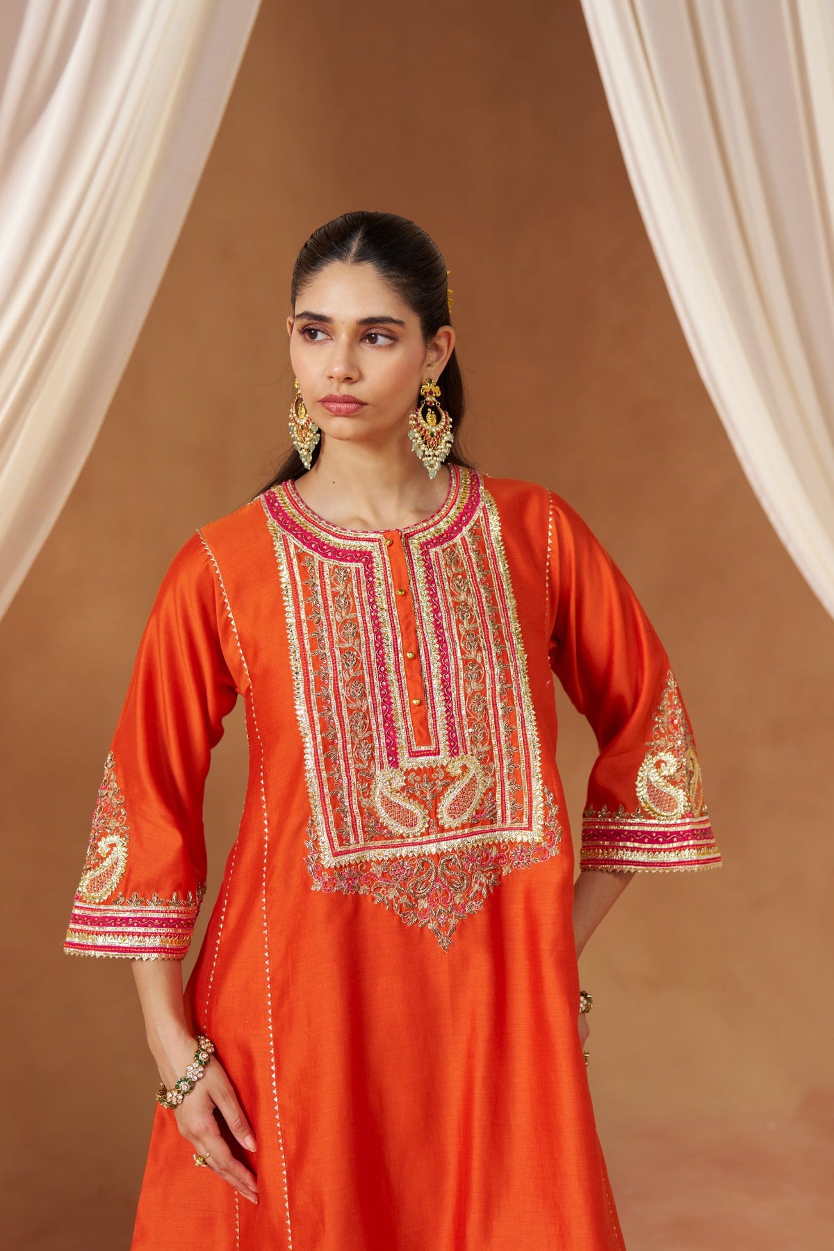 Daneen burnt orange chauga with salwar  with dupatta