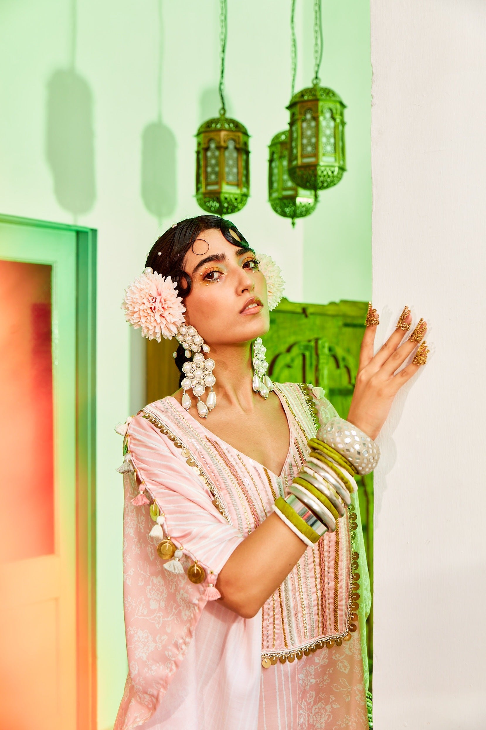 Half & Half Pink Kaftan