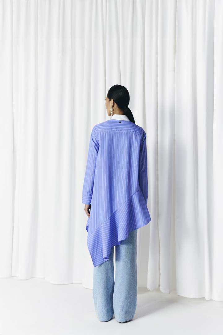 ASYMMETRIC STRIPE STUDDED SHIRT