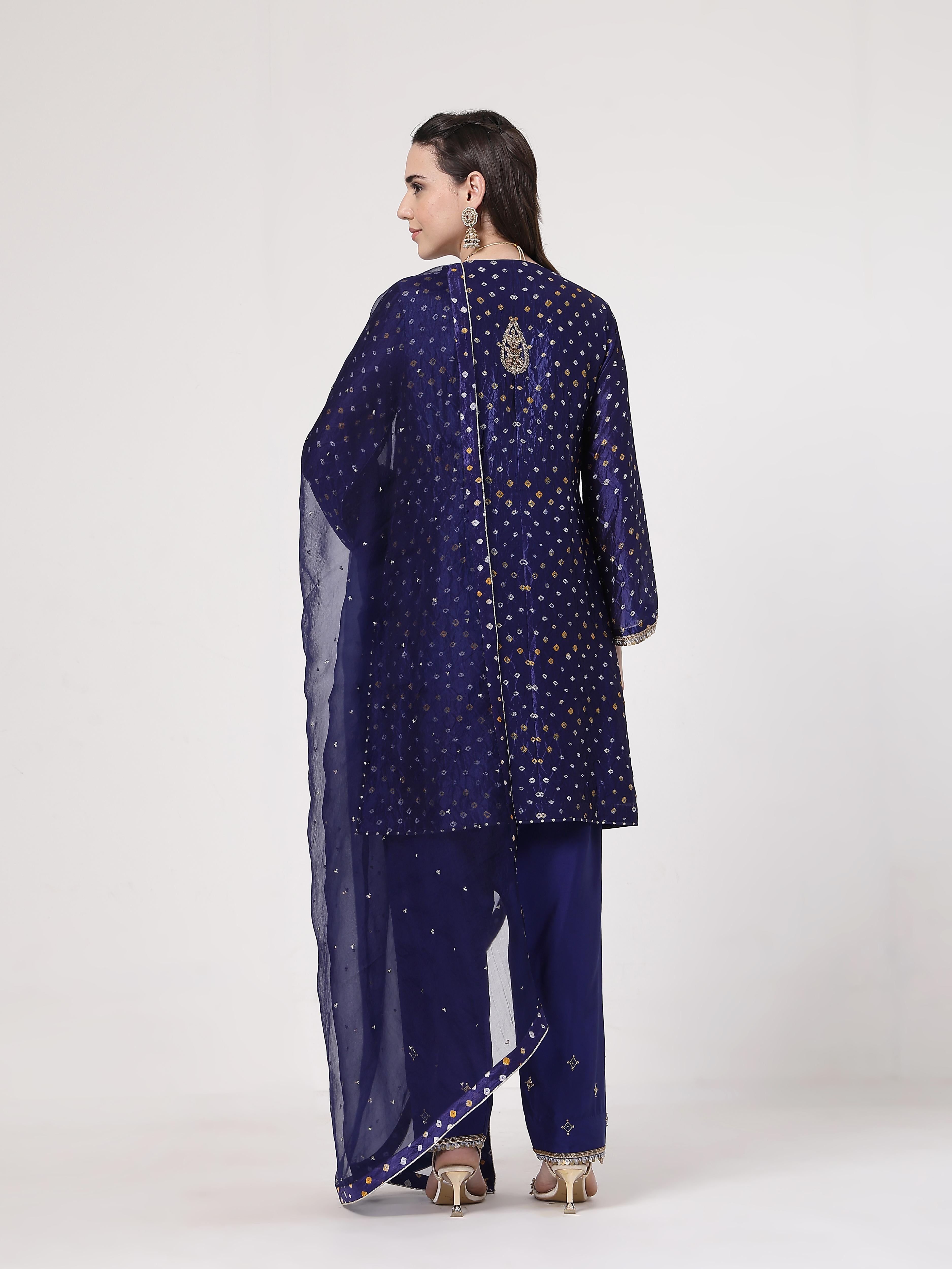 Midnight Blue Bandhani Salwar Set
