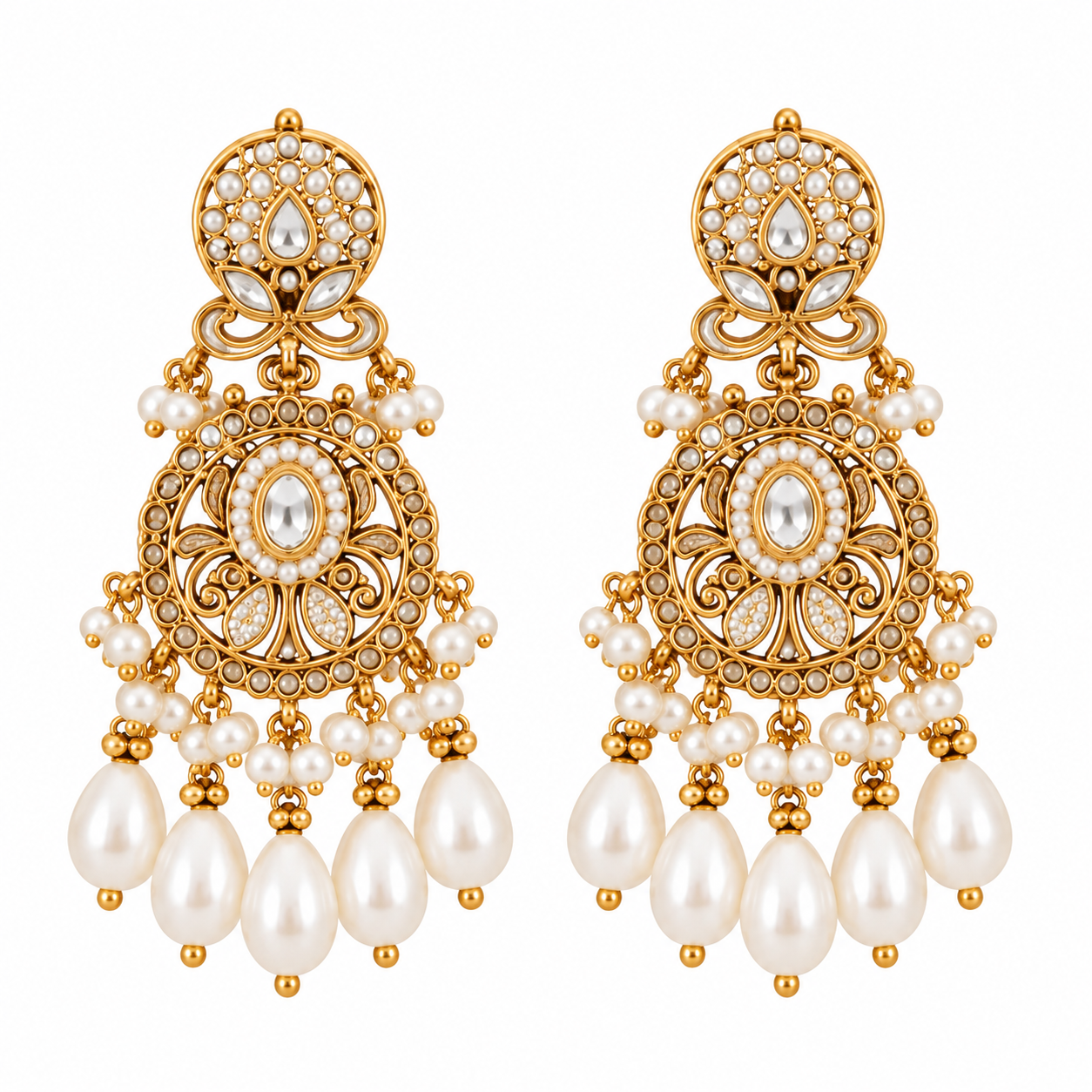 Pearl Kundan Layered Statement Necklace Set