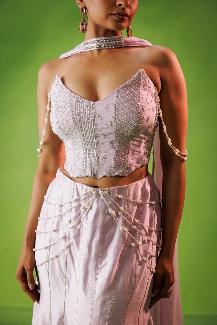 Lavender corset and Fishtail skirt set