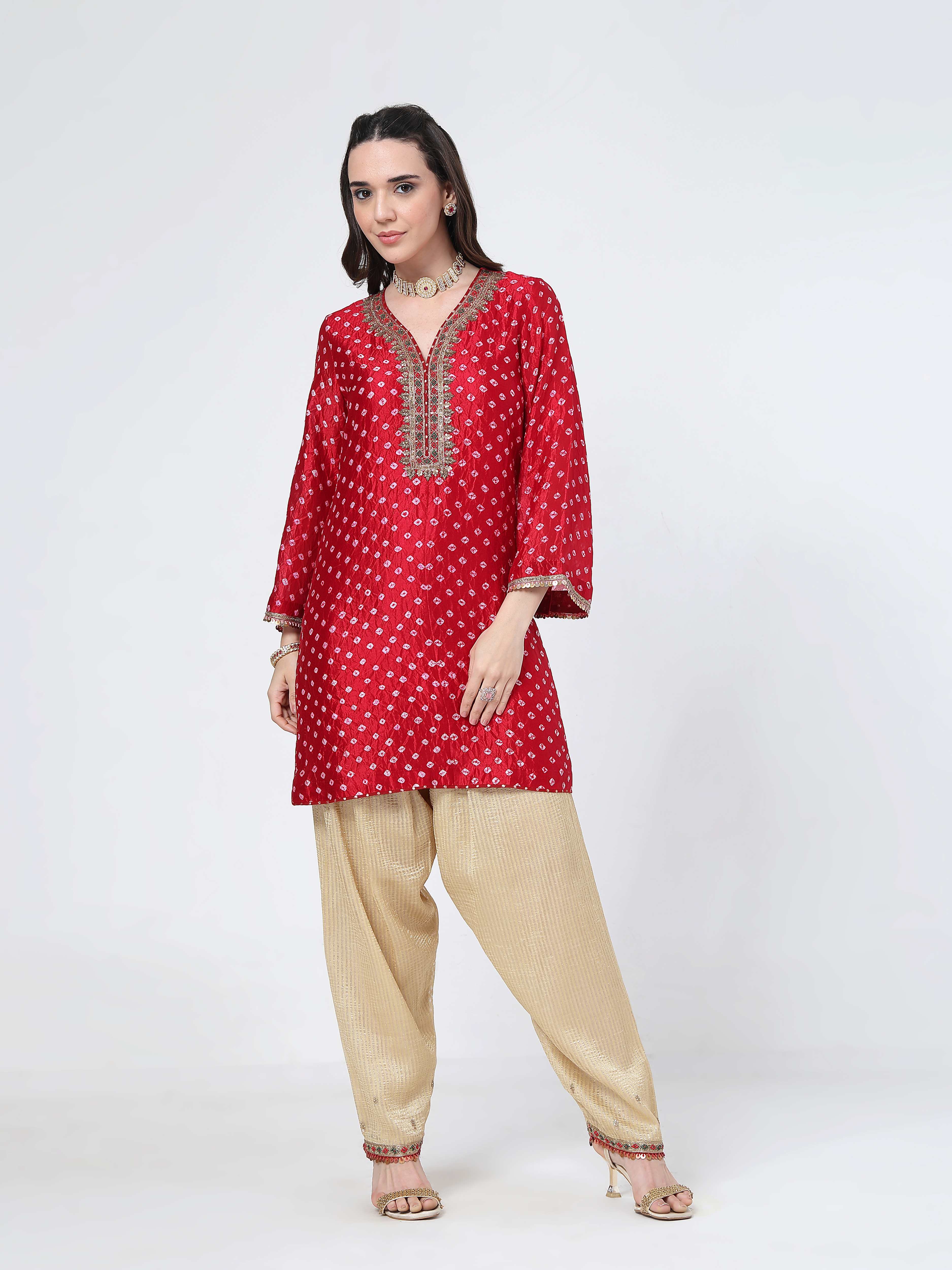 Crimson Bandhani Salwar Set