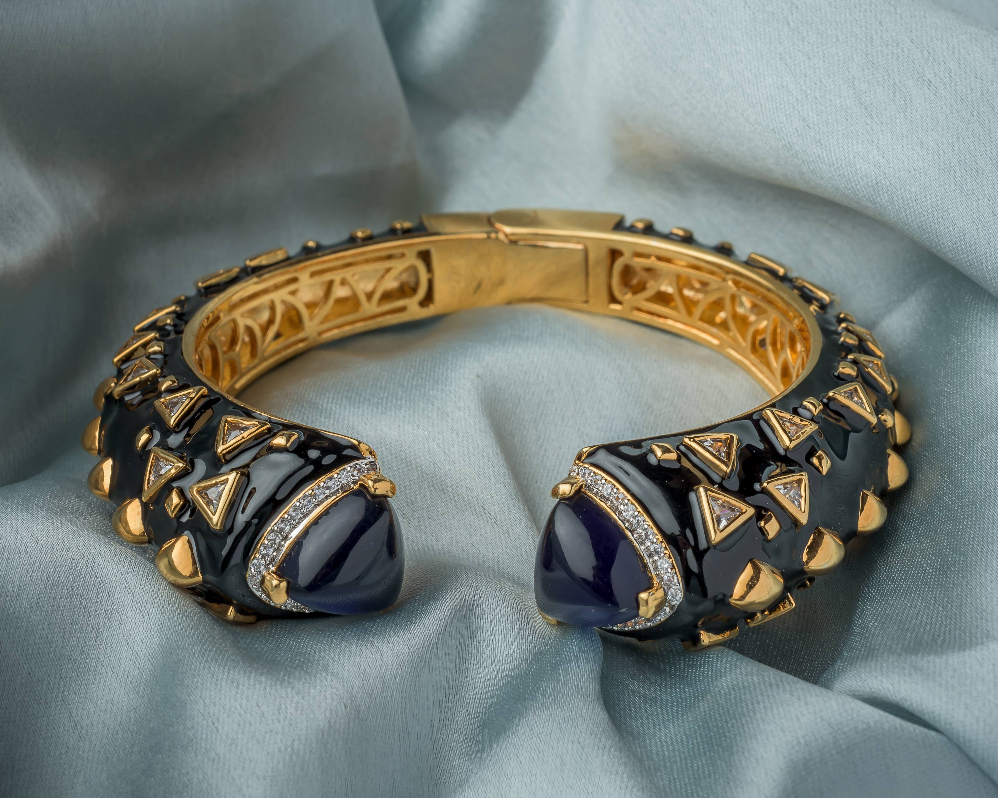 Royal Blue Stone Antique Bangles Pair