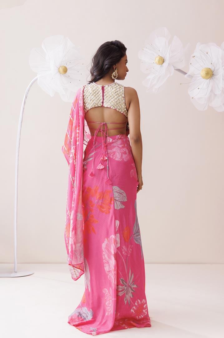 Pink organza lehenga set
