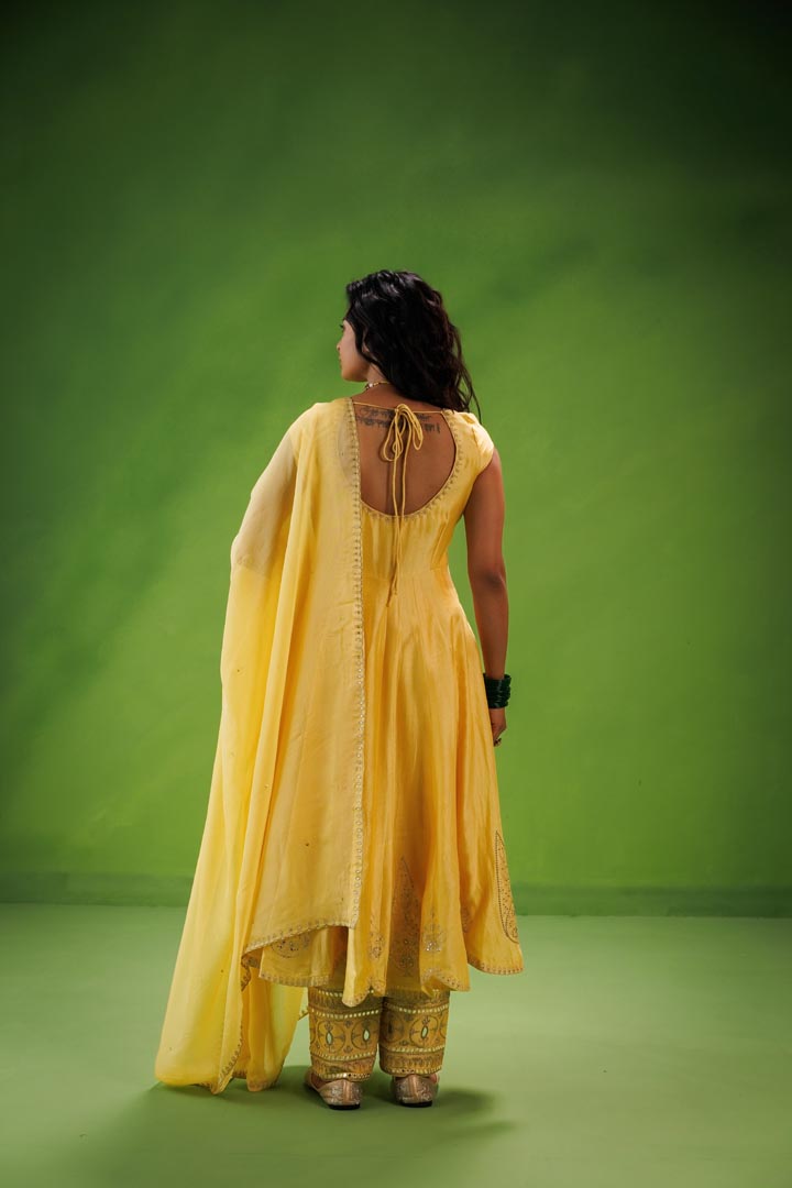 Yellow anarkali set