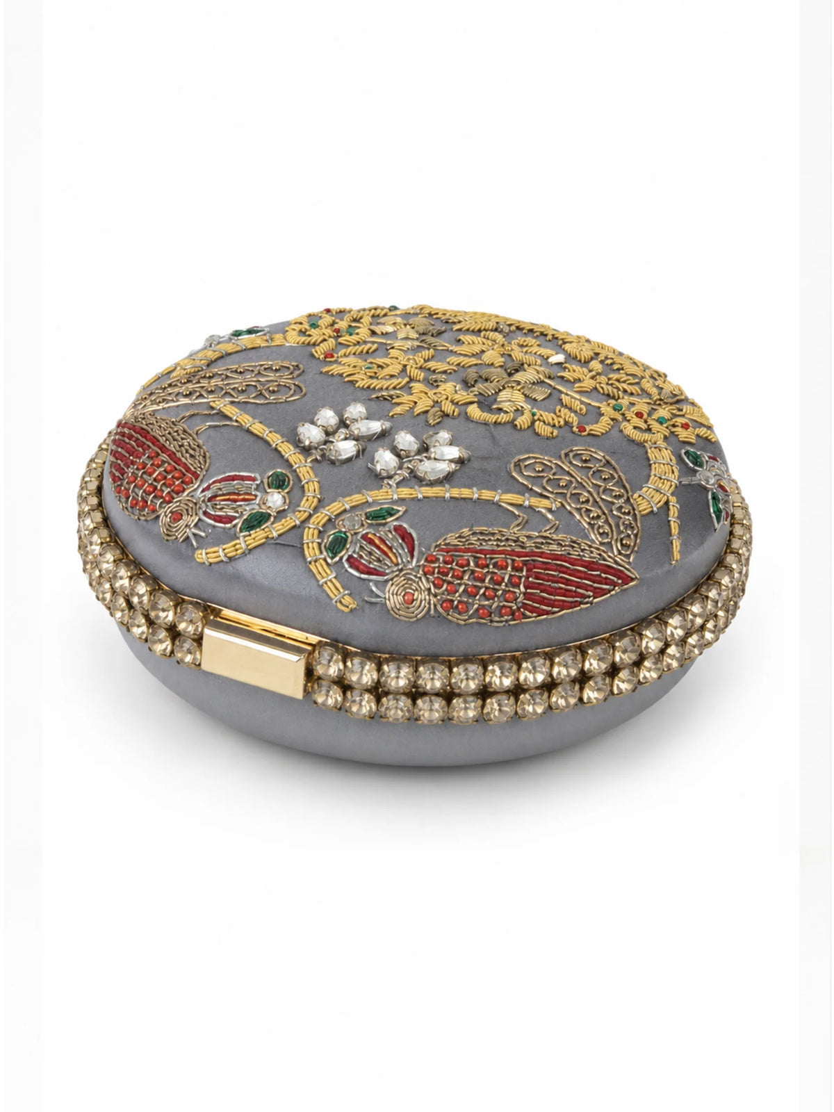 Zardozi Embroidered Clutch with Gold Chain