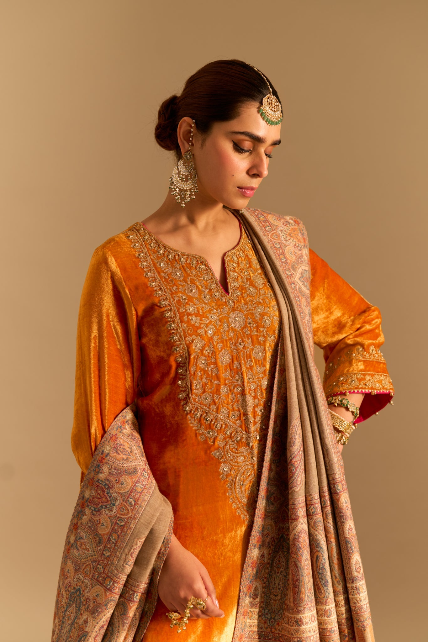 Fareeha - Orange Kurta with Salwar and Dupatta