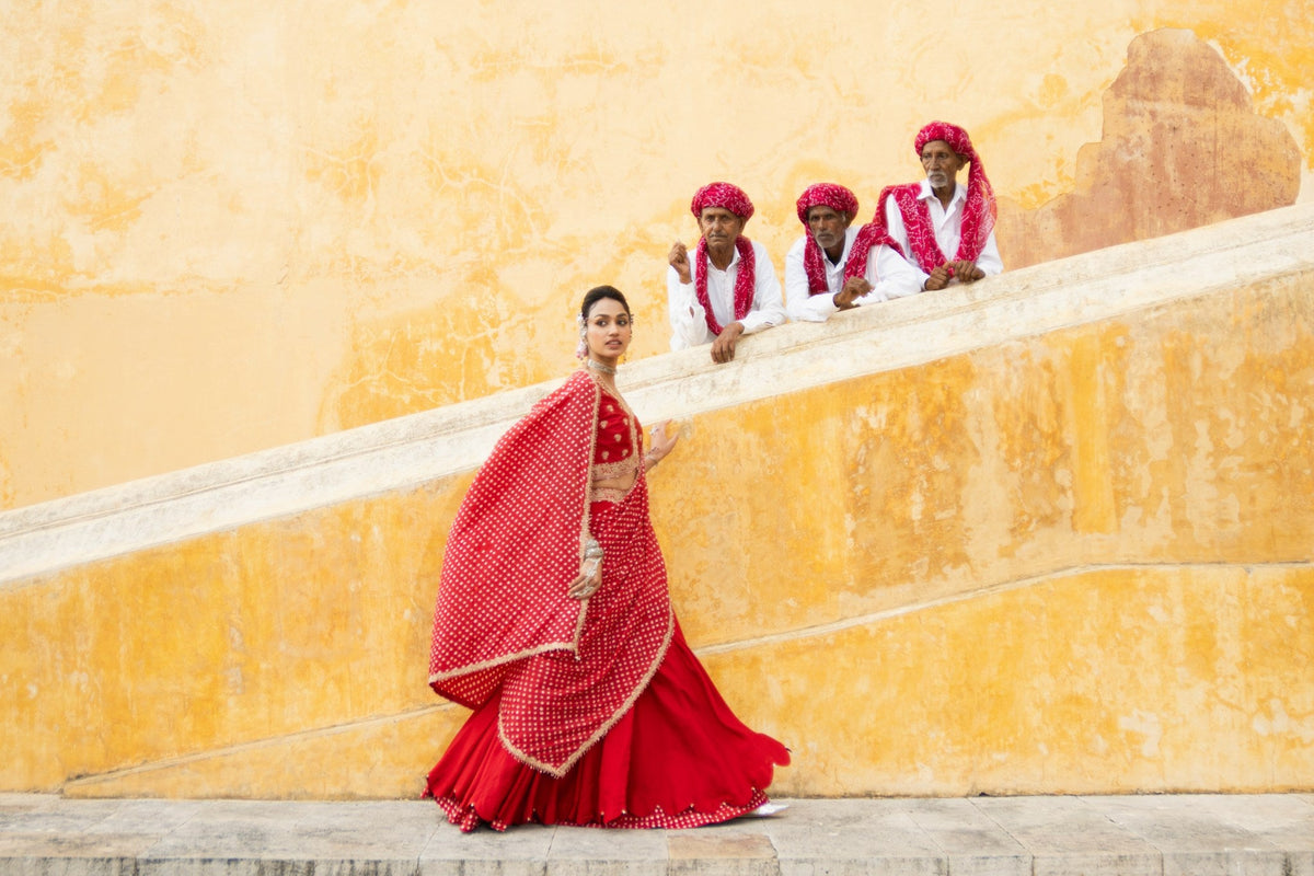 Bandhni lehenga saree