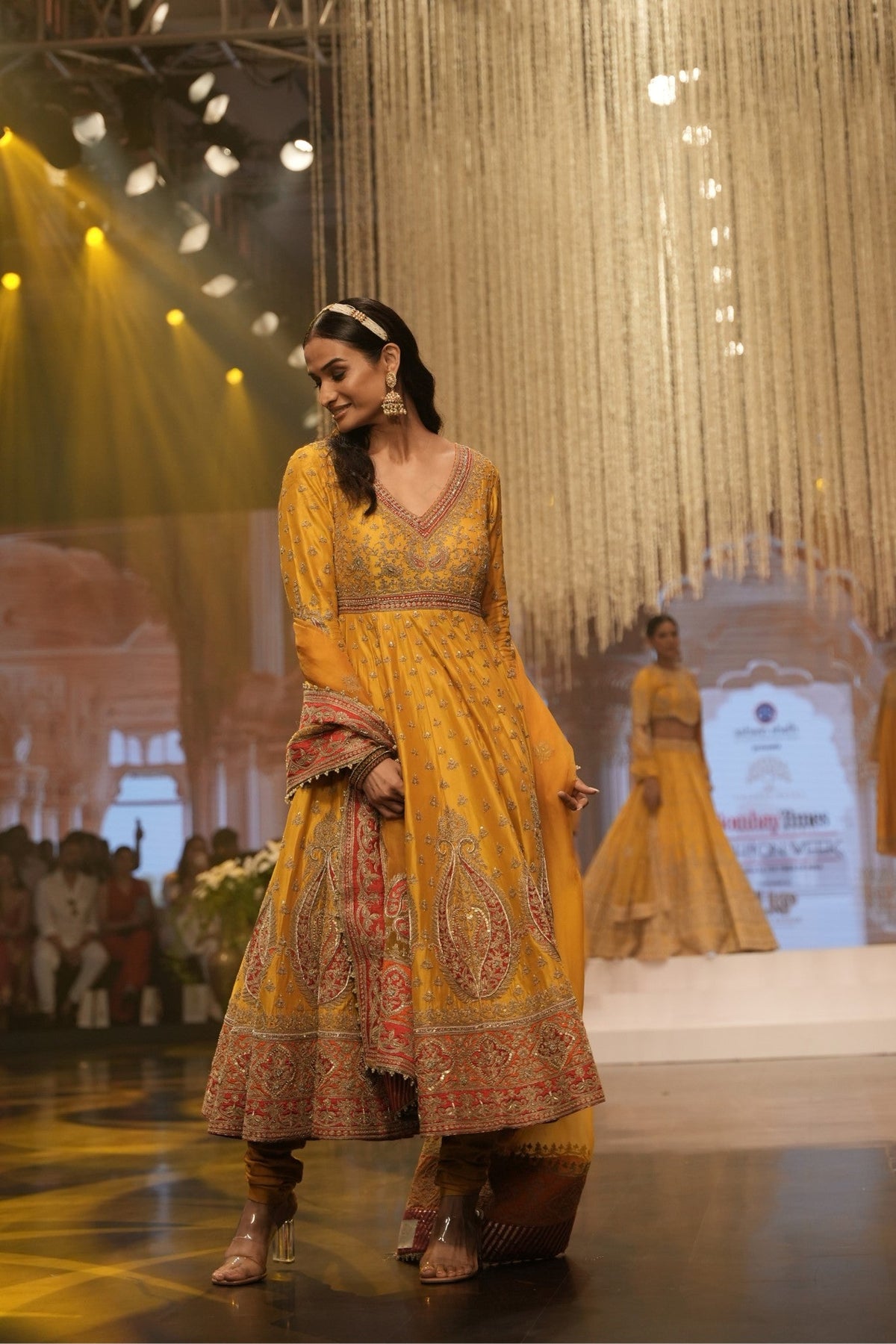 Shazia - Mustard Anarkaali with Chooridaar and Dupatta