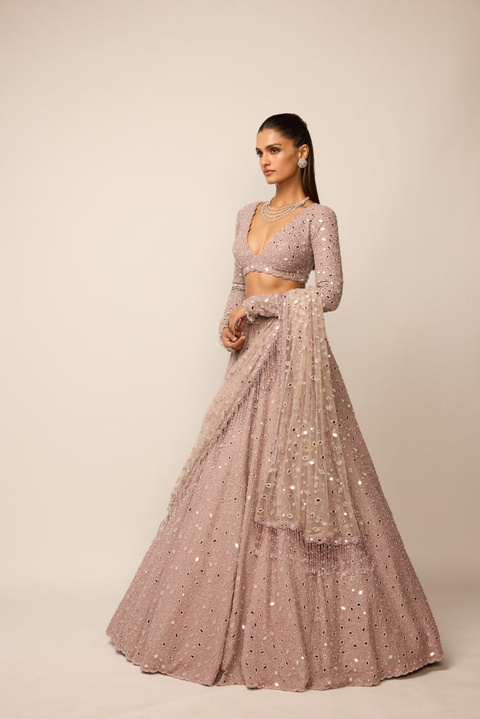 Ash Pink Lehenga Set