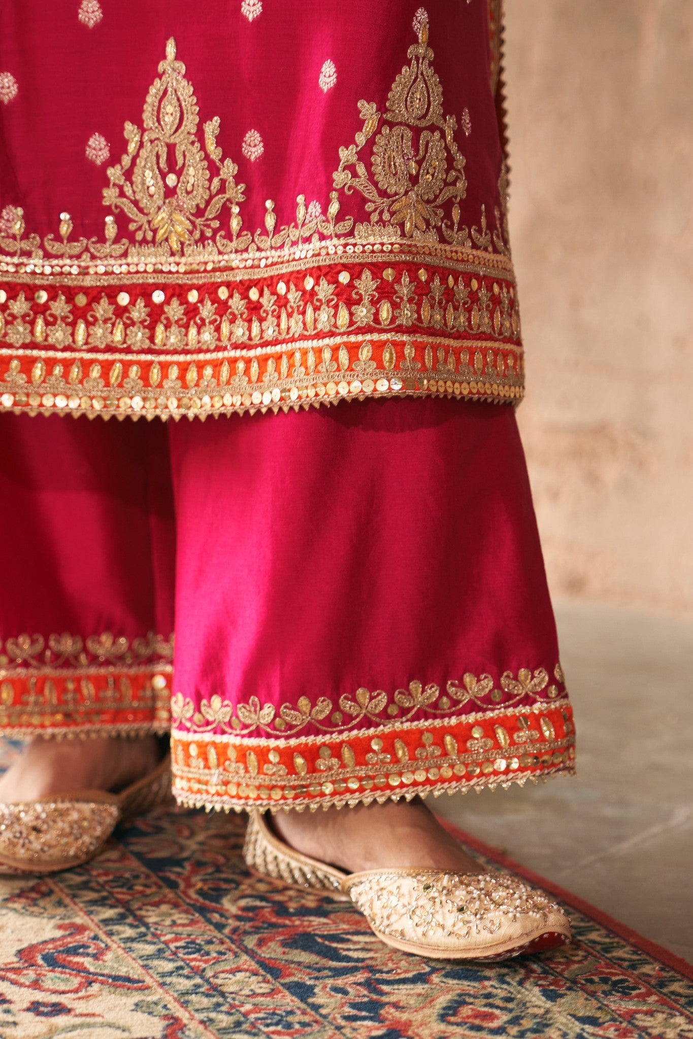 SUMAIRA - HOTPINK LONG KURTA WITH PALAZZO AND DUPATTA