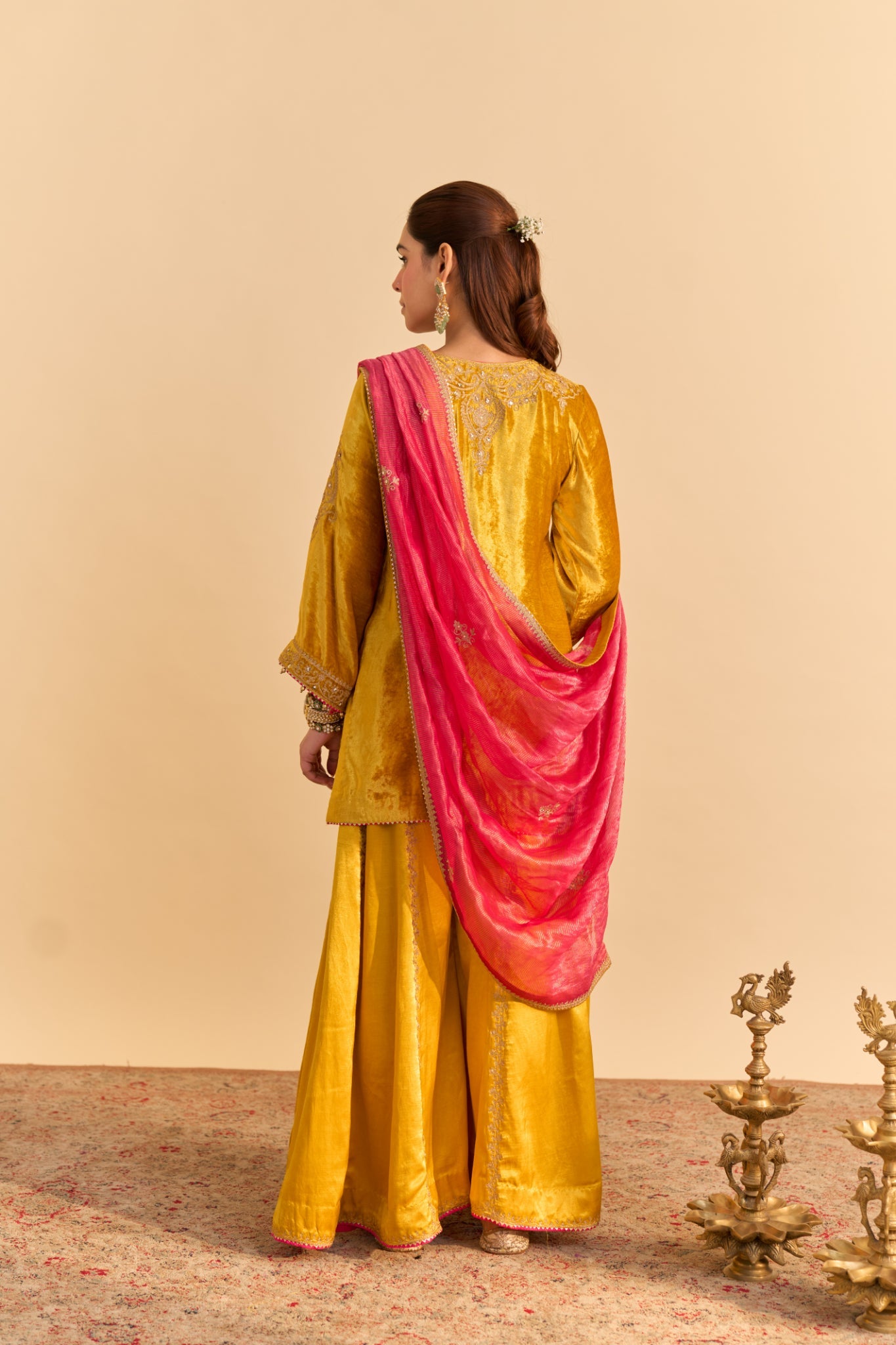 Aroob - Mustard Kurta with Sharara and Dupatta