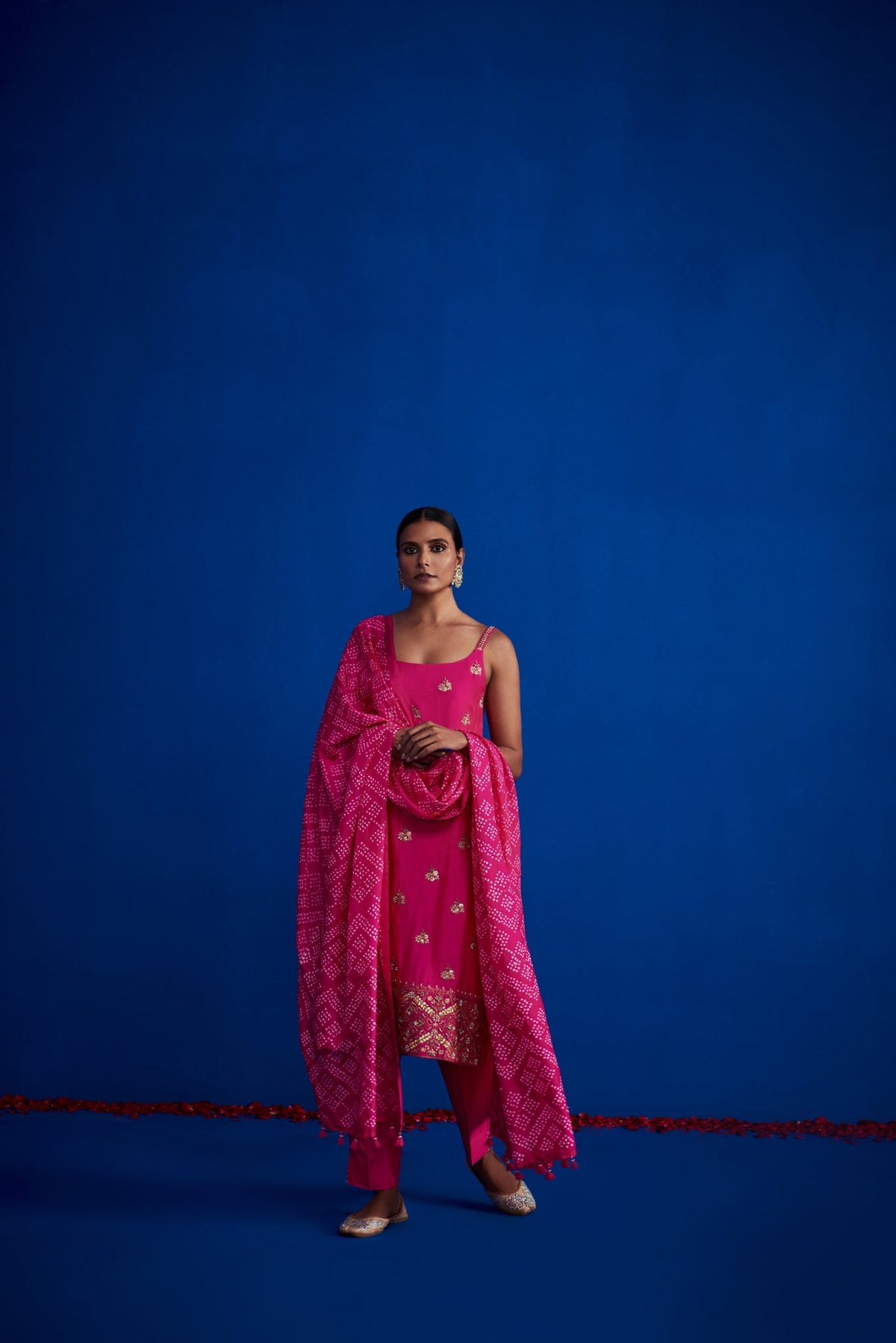 Spaghetti Kurta Set With Bandhani Dupatta