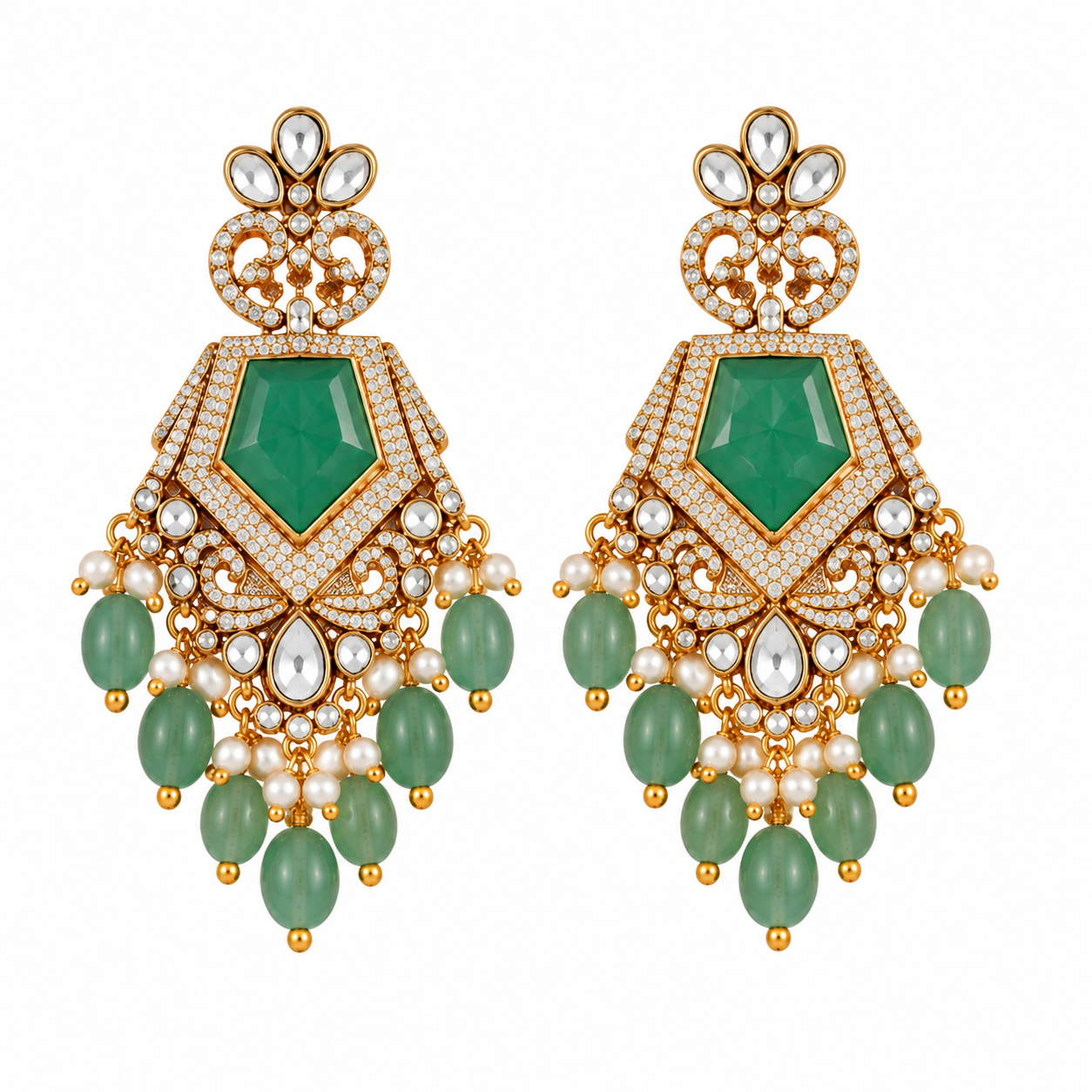 Emerald Pearl Statement Necklace Set