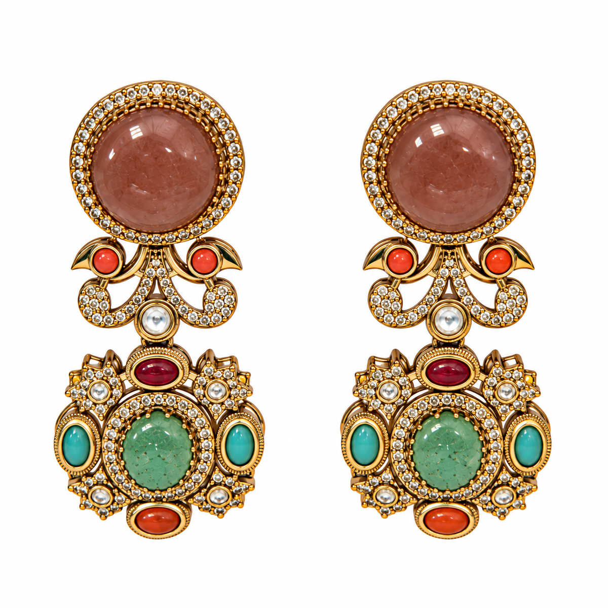 Multicolor Semi-Precious Stone Statement Necklace Set