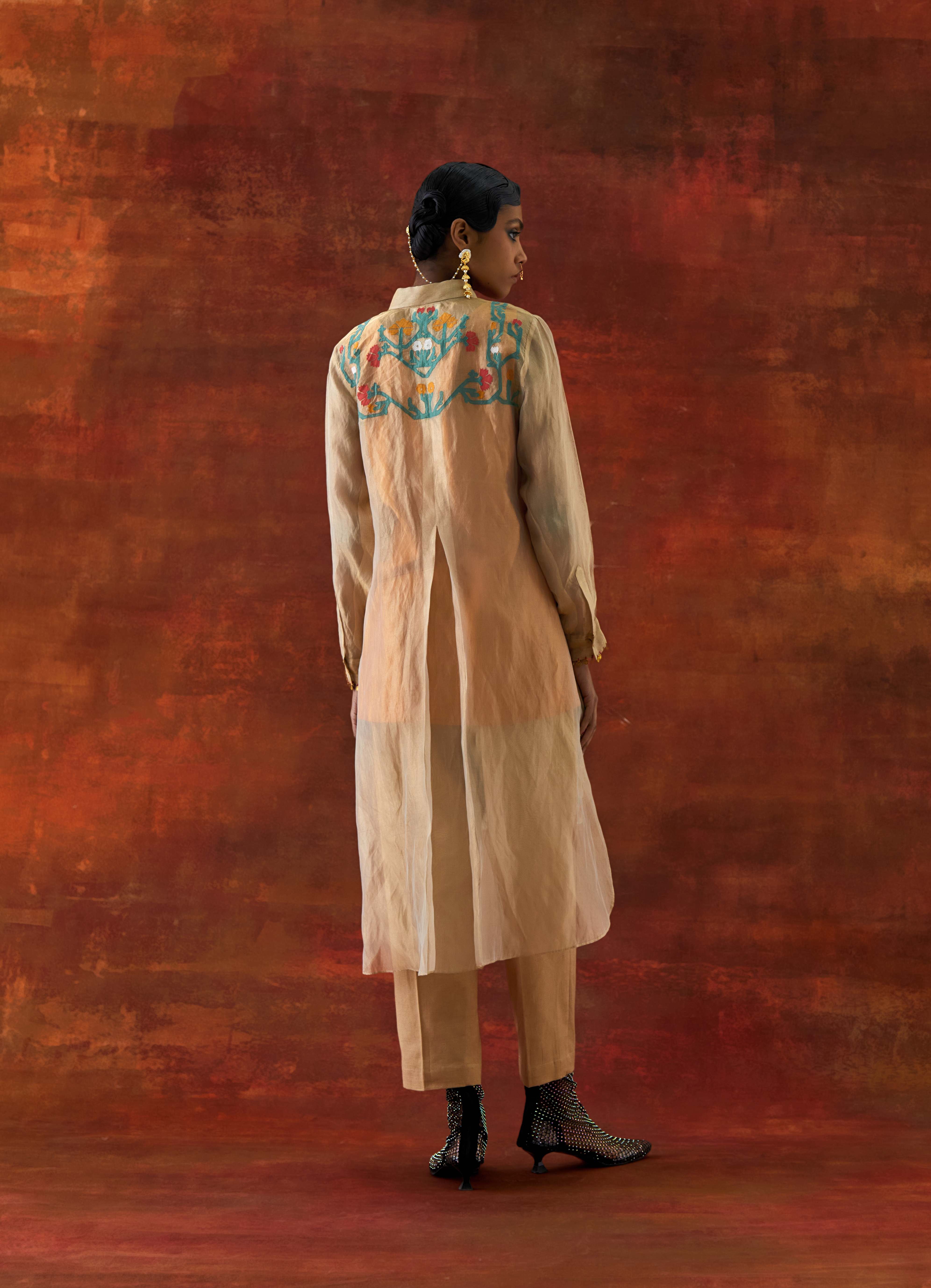 EMB GOLD TISSUE SHIRT WITH INNER AND PANTS - image 5