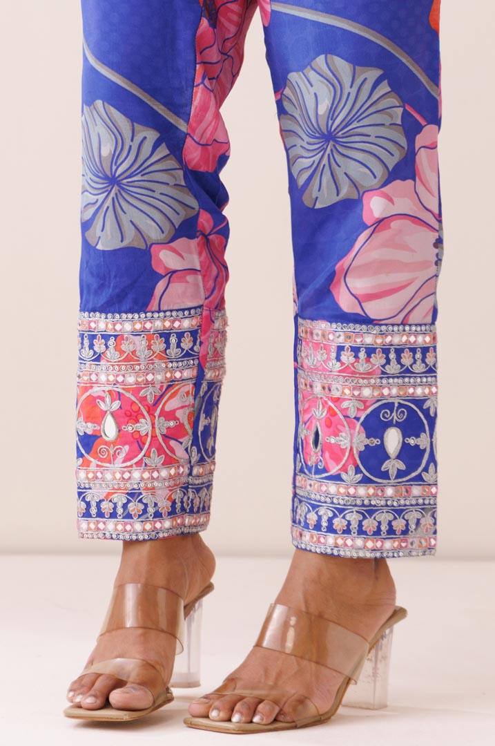 Blue dori work kurta set