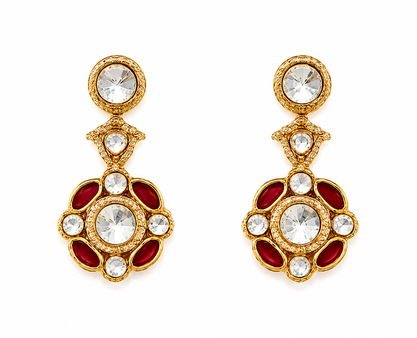 Ruby Kundan Choker Necklace Set with Drop Earring