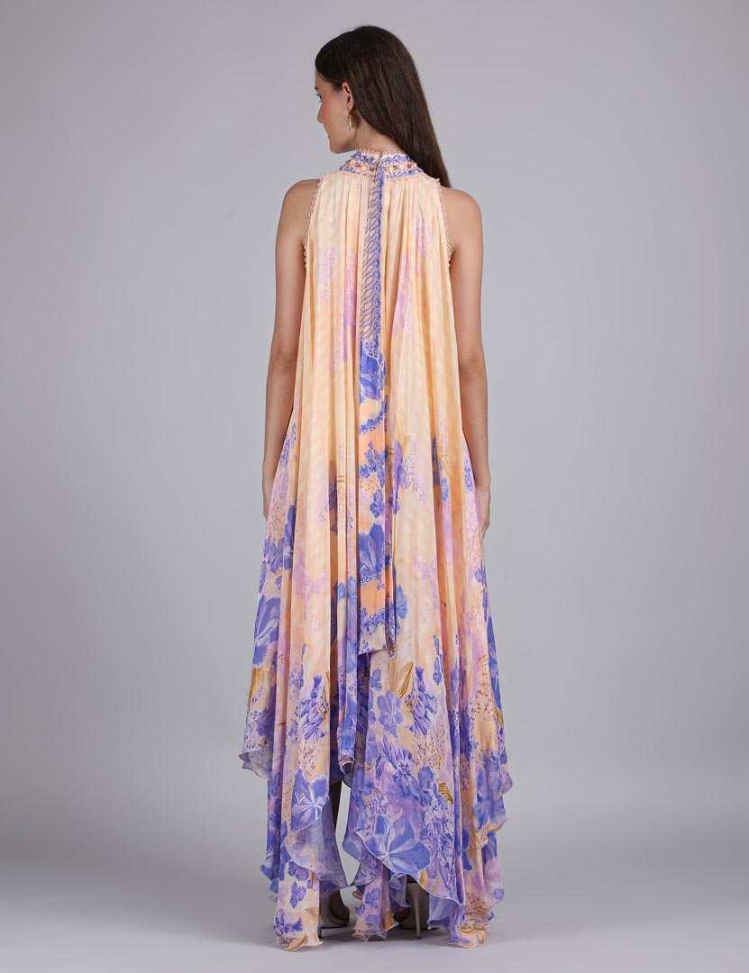 Denser Duo Corsage Placement Printed High Low  Dress
