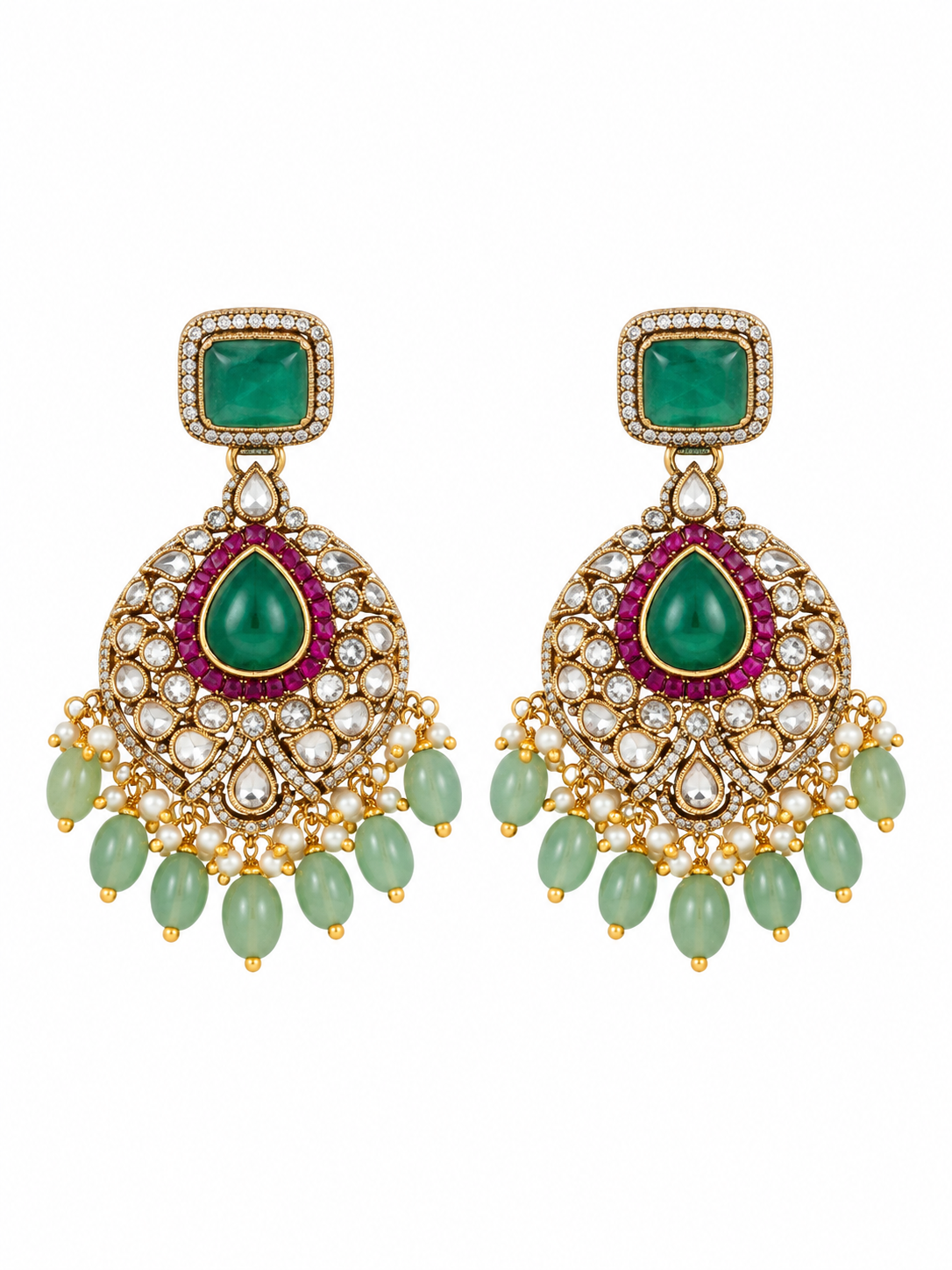 Ruby & Emerald Statement Necklace Set