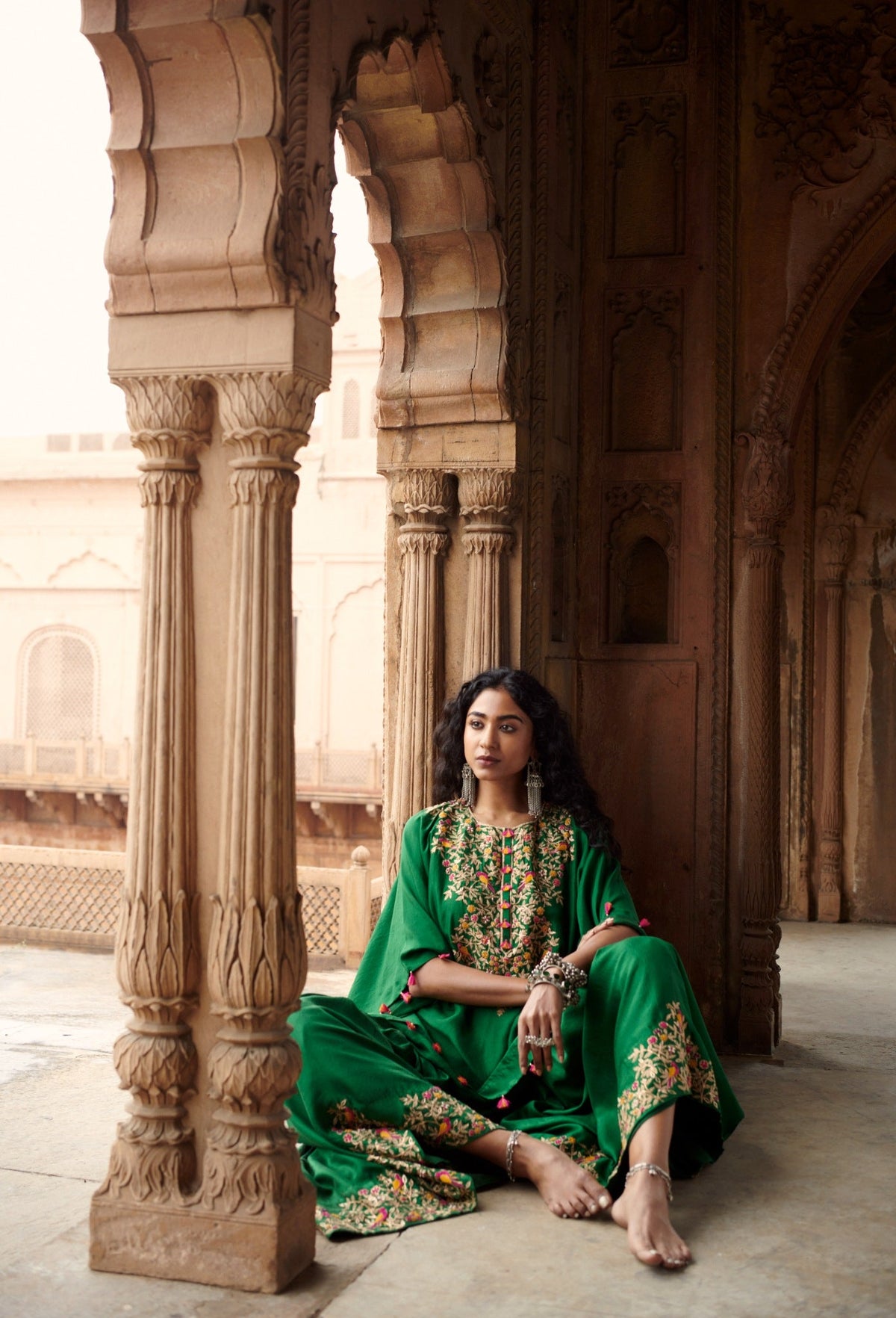 embroidered Kaftan with a sharara