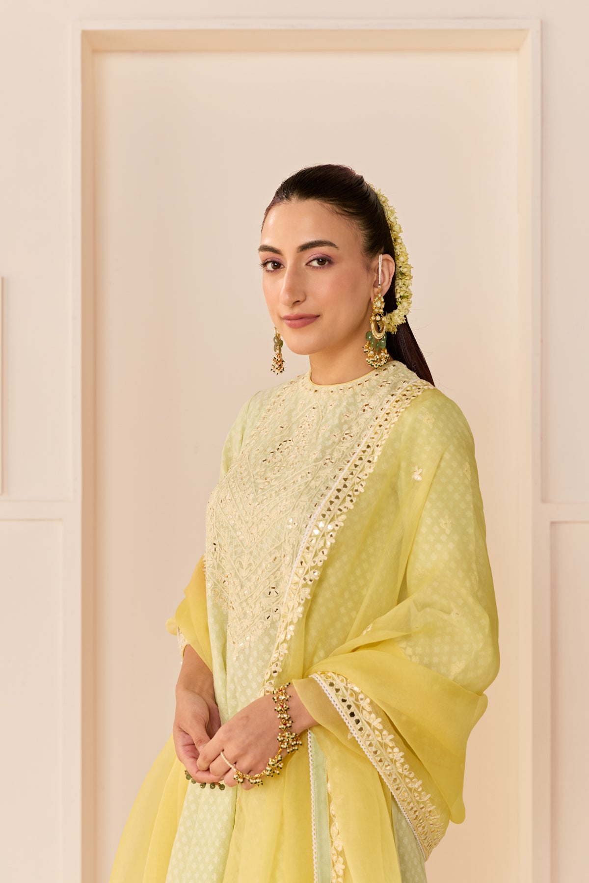 Mint Green Chanderi Silk Short Choga Salwar Suit Set for Women