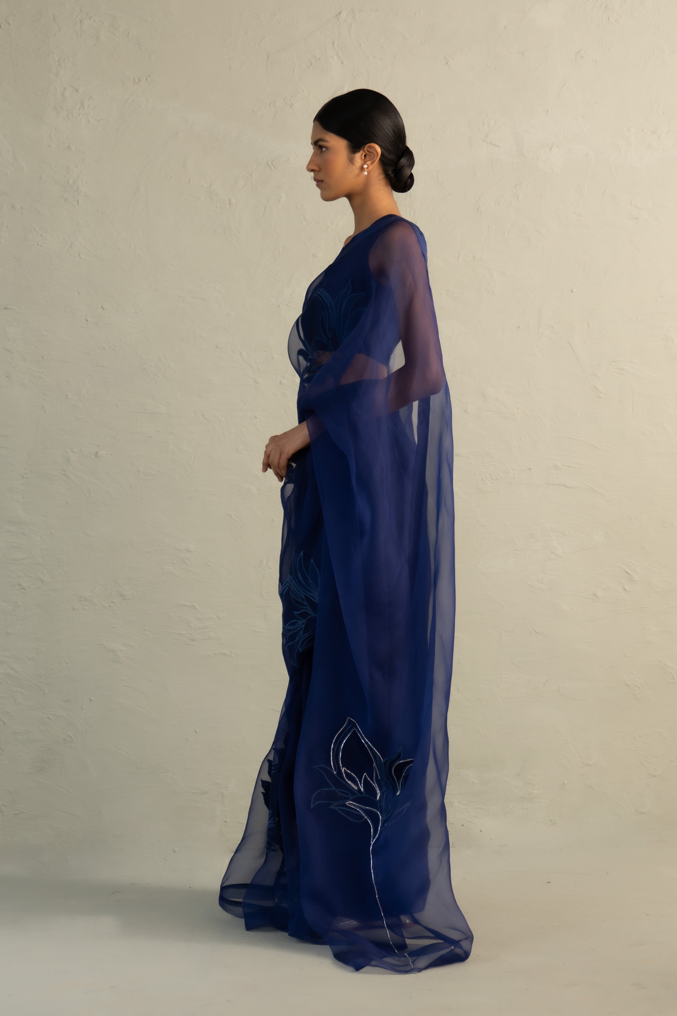 Blue Edit Organza Appliqu� Saree