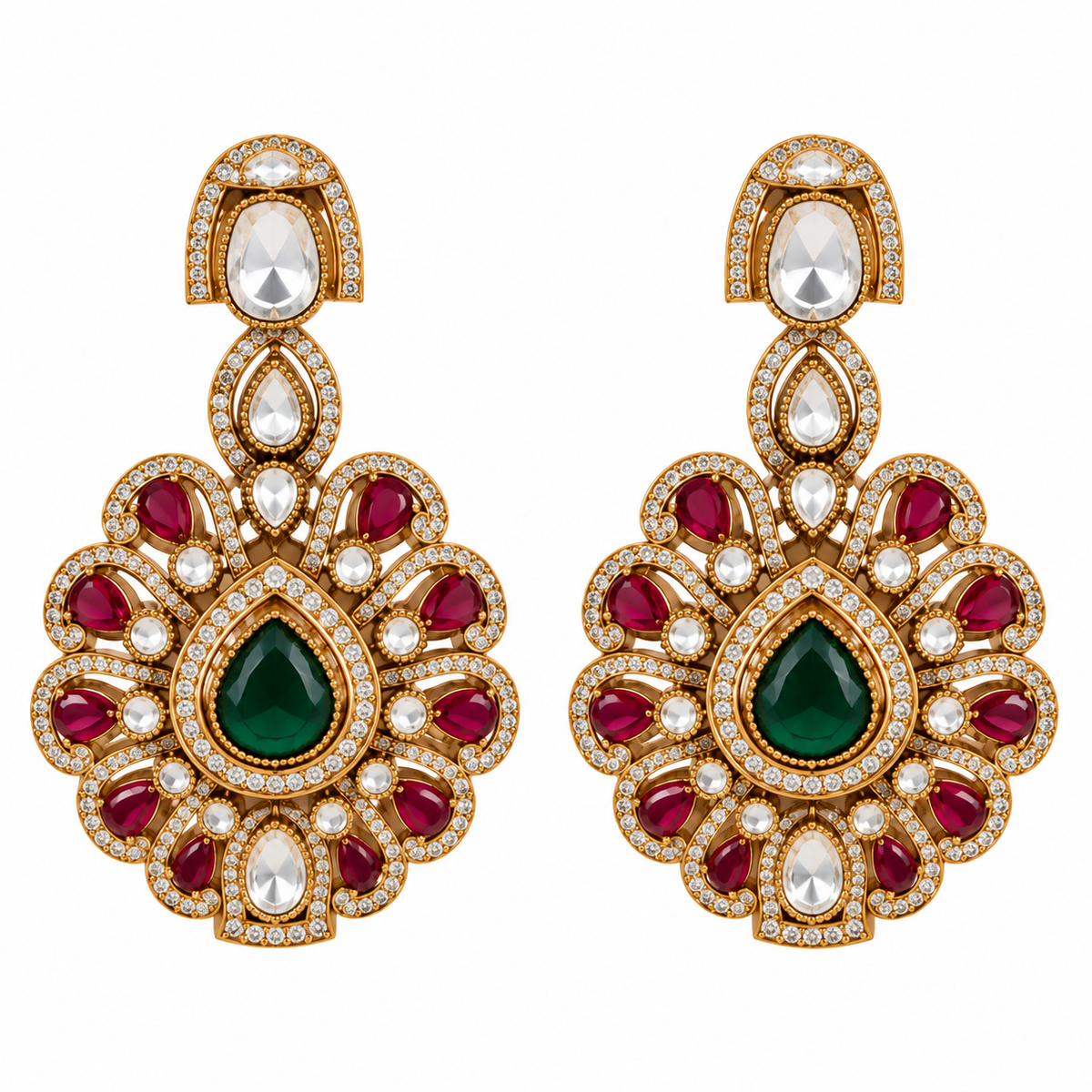 Ruby Moissanite Statement Necklace Set