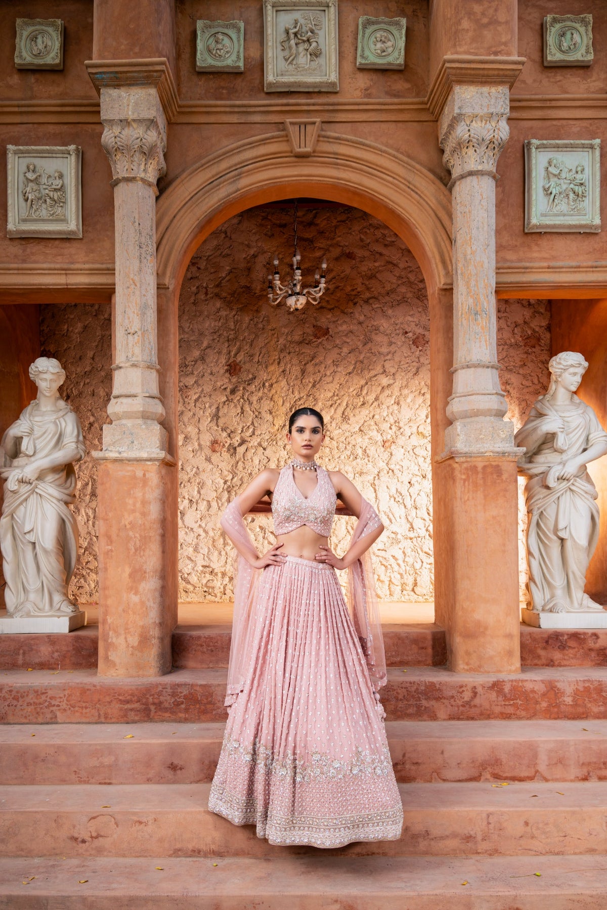 Noor Pink Embroidered Lehenga Set