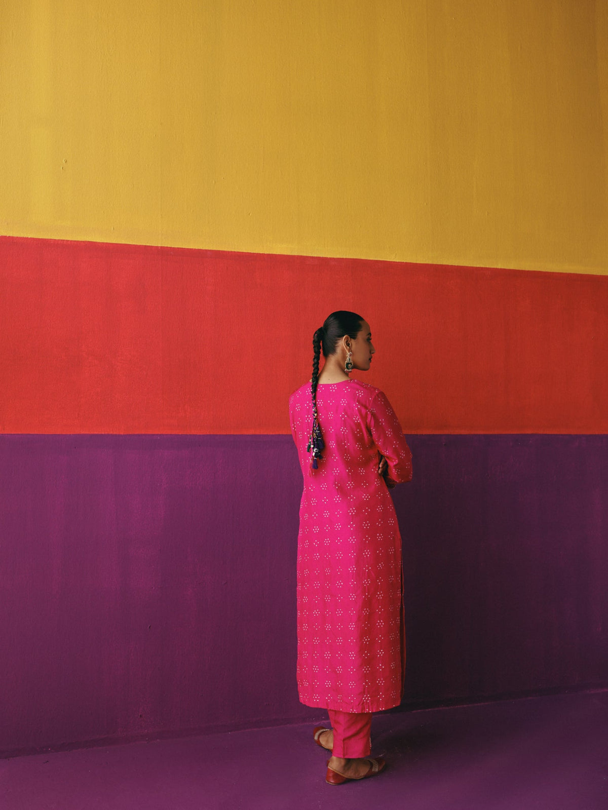 Flower bandhni kurta set