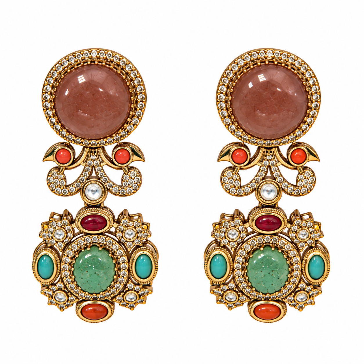 Multicolor Cabochon Statement Necklace Set