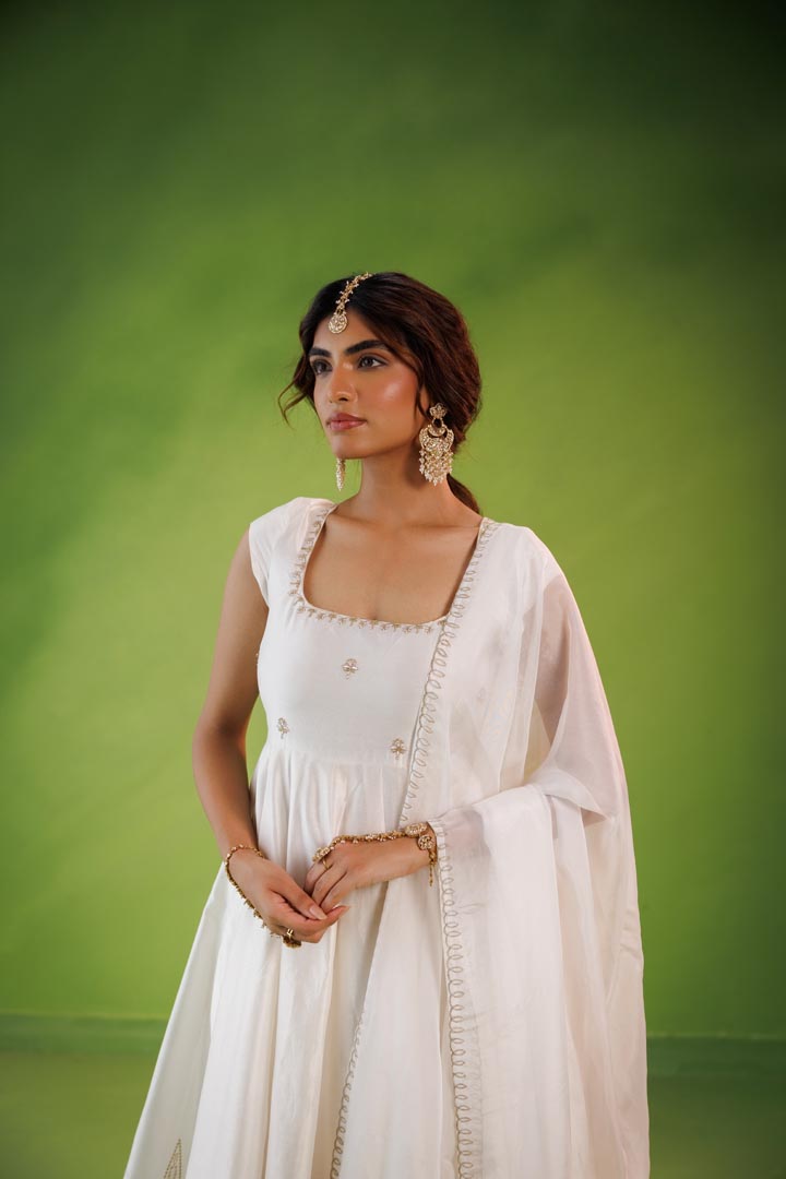 Ivory anarkali set