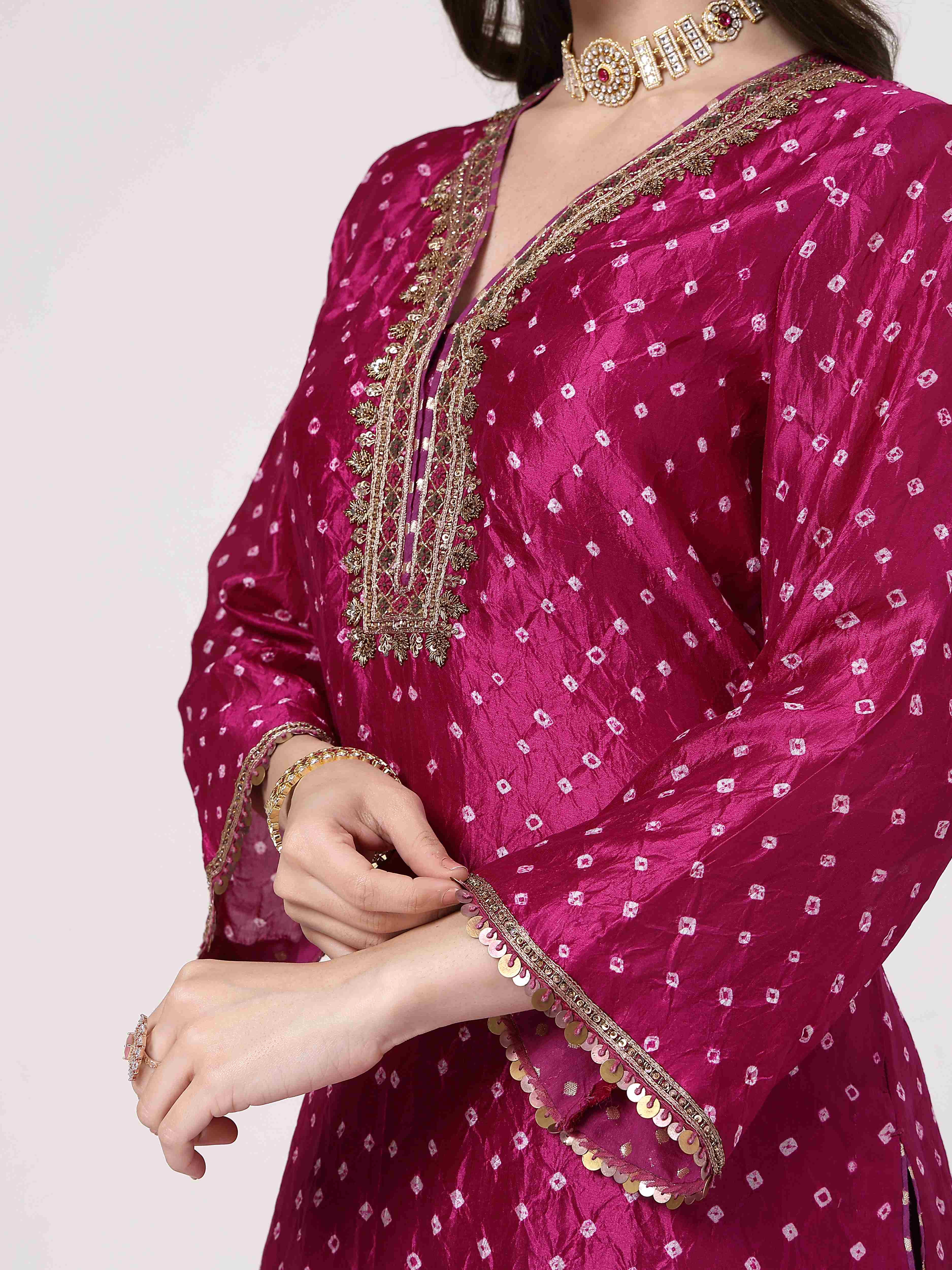 Violet Bandhani Salwar Set