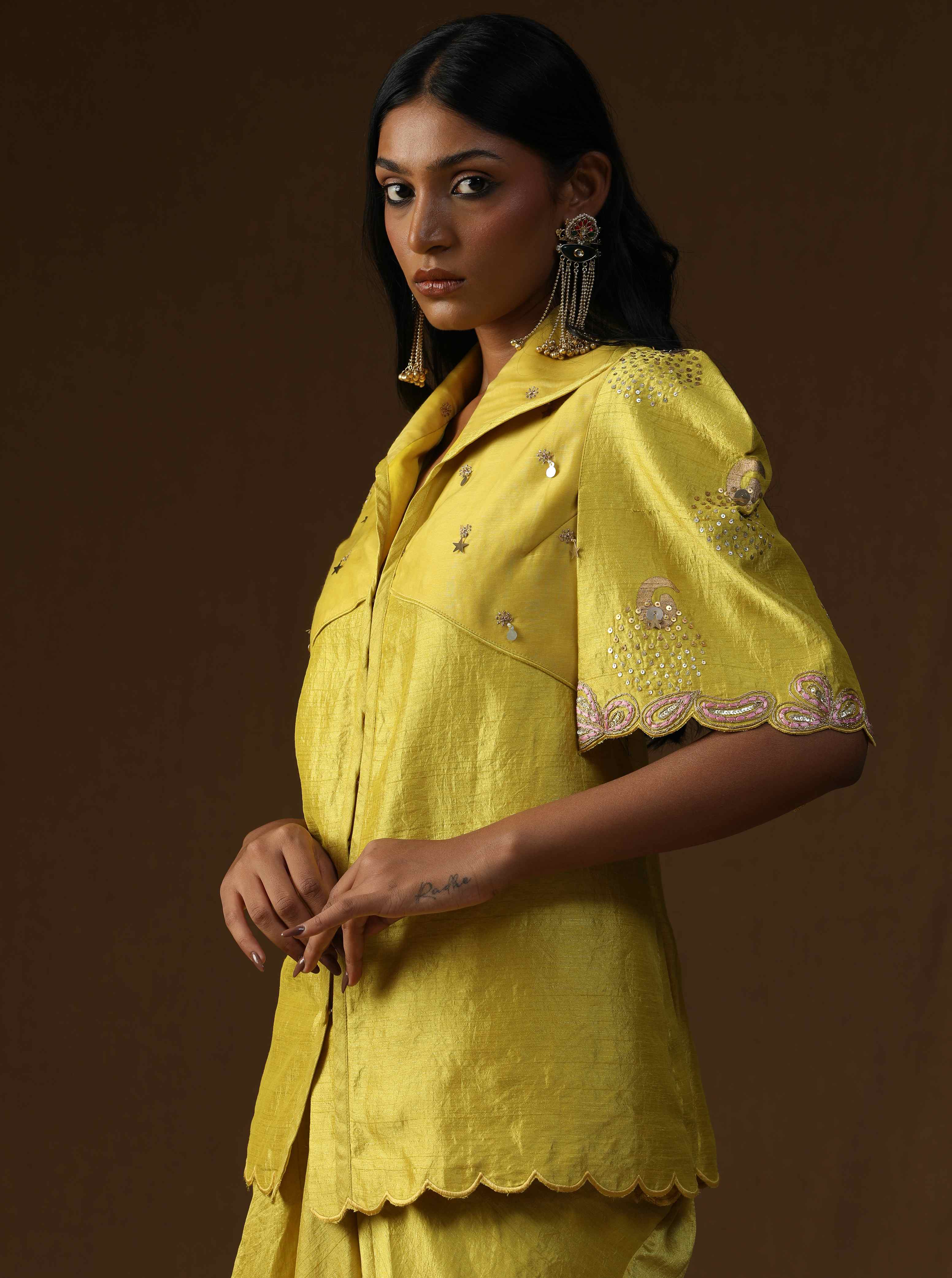Rangadevi Lime� Draped Skirt Set