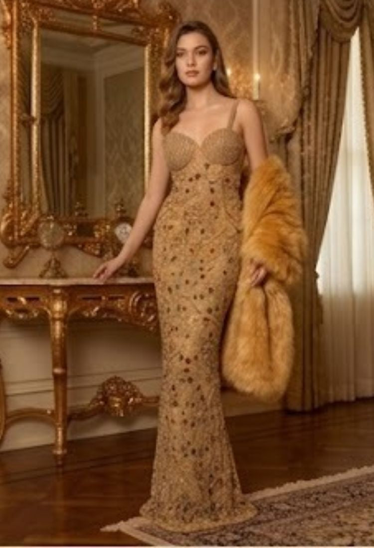 Gold embroidered heavy Gown