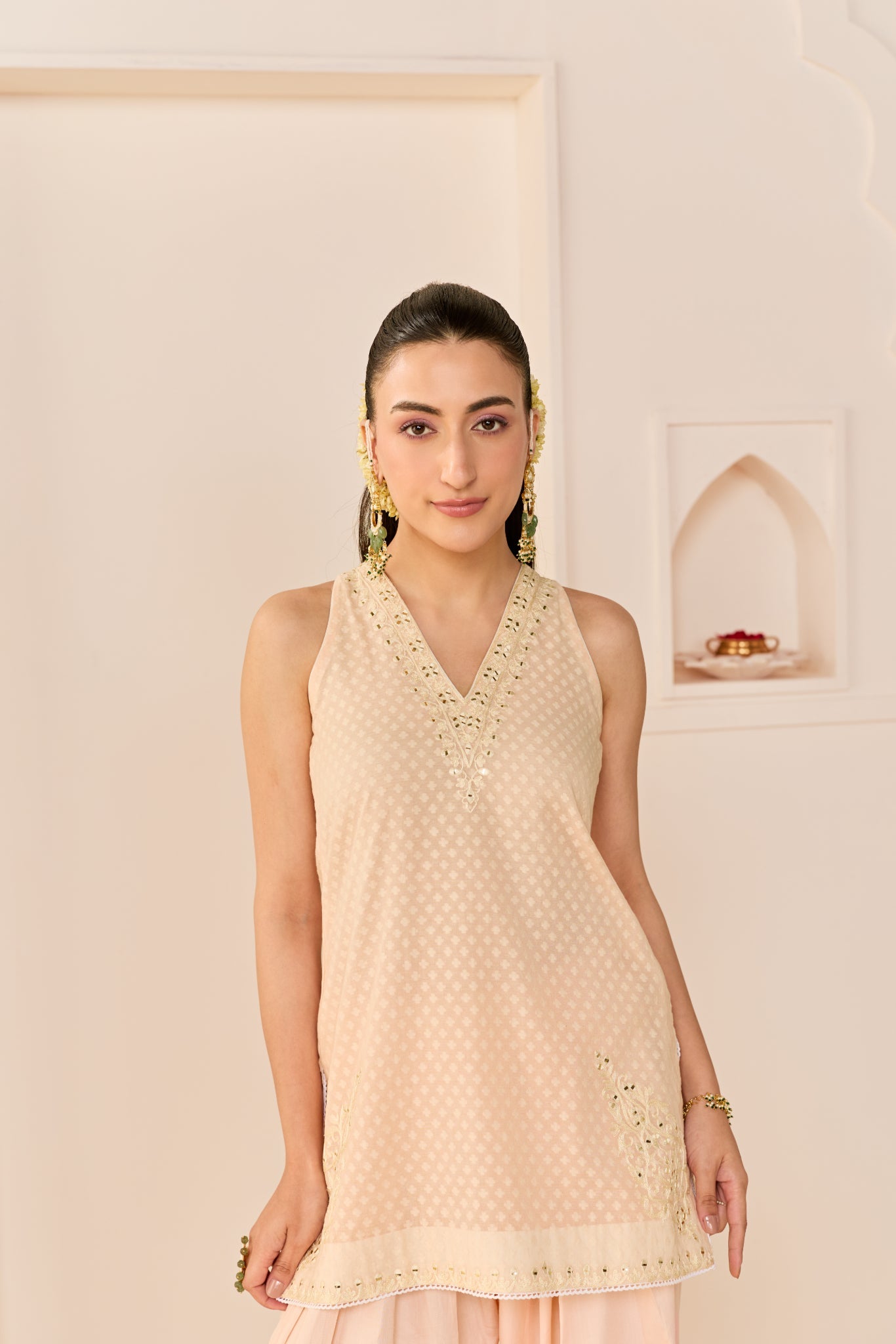 MIRAL - CARNATION PINK SHORT KURTA WITH FARSI SALWAR AND DUPATTA