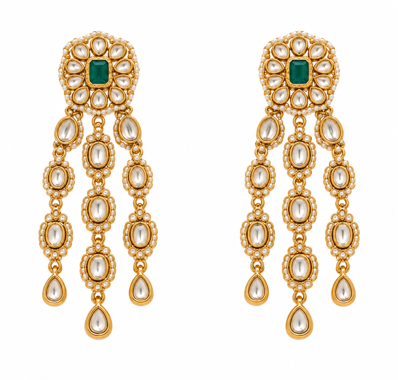 Emerald Kundan Layered Necklace Set