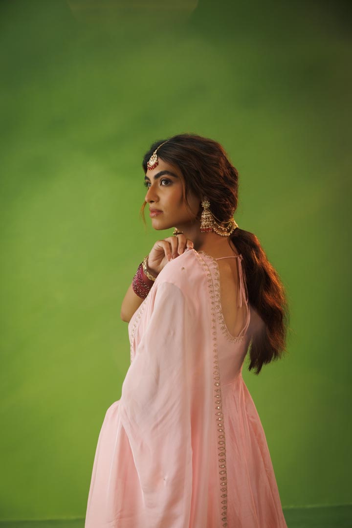 Baby pink anarkali set