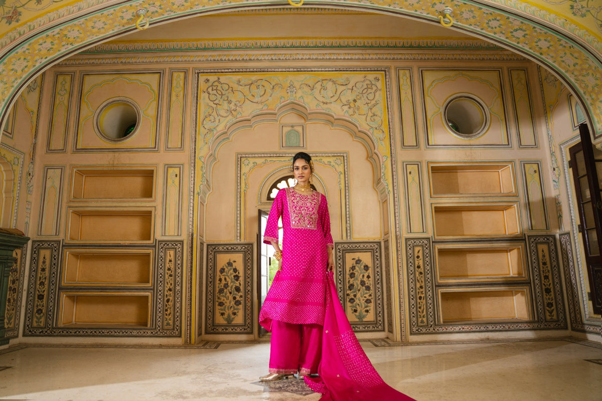 Peacock bandhni kurta set