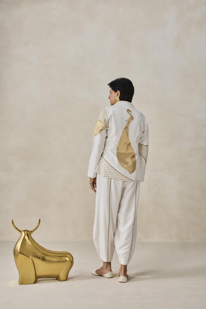 Chanderi Short Jacket Kurta Pant Set - Modern Ethnic Wear
