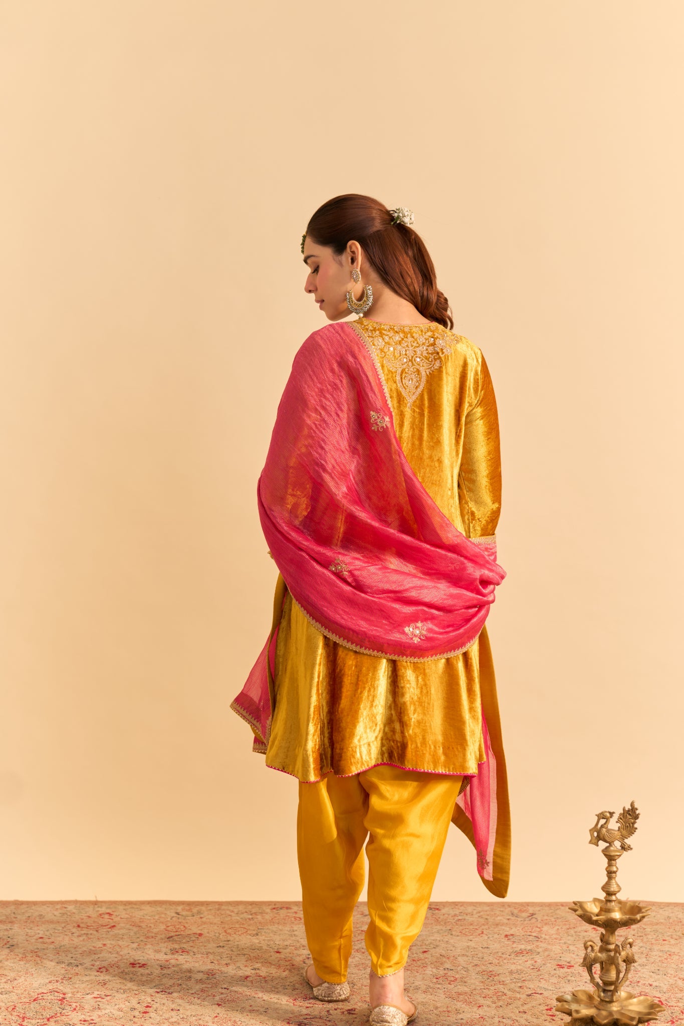 Laiba - Mustard A-line Kurta with Dhoti and Dupatta