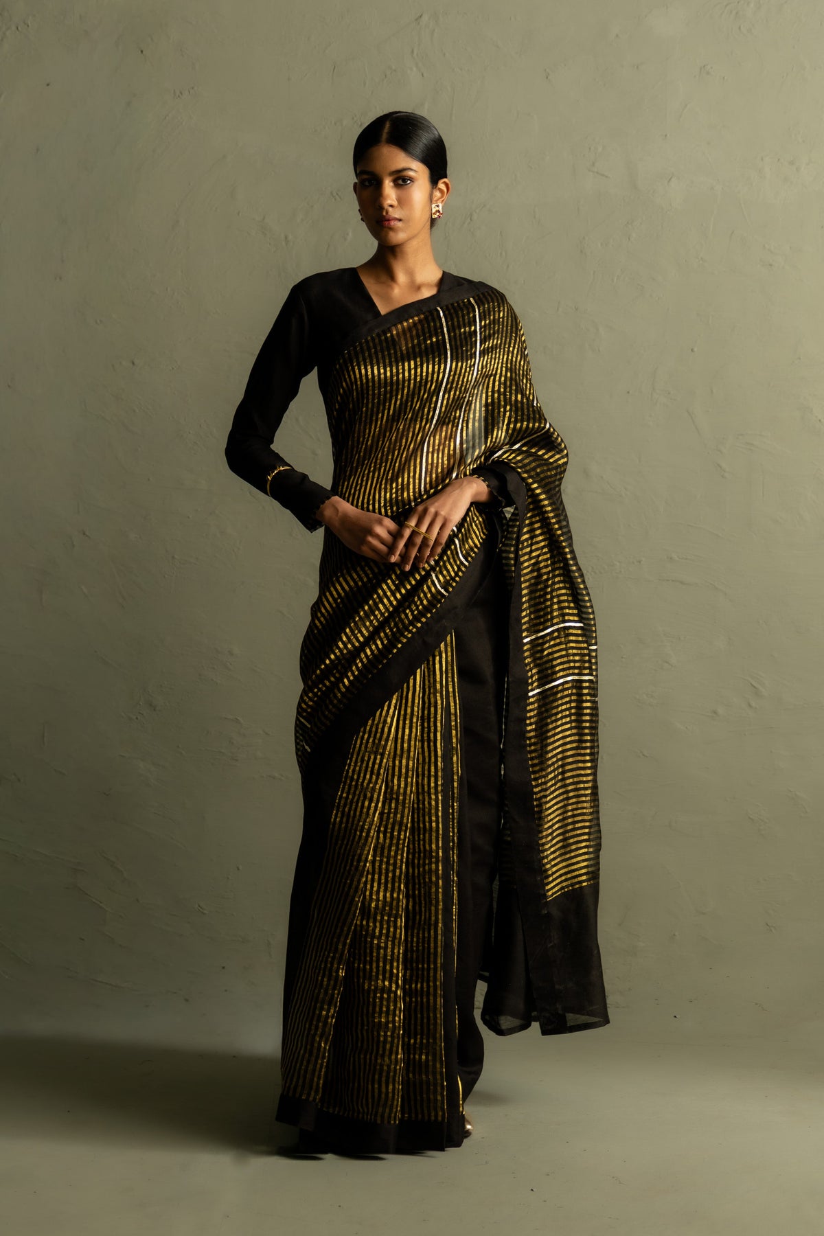 Ojas Black Saree Set