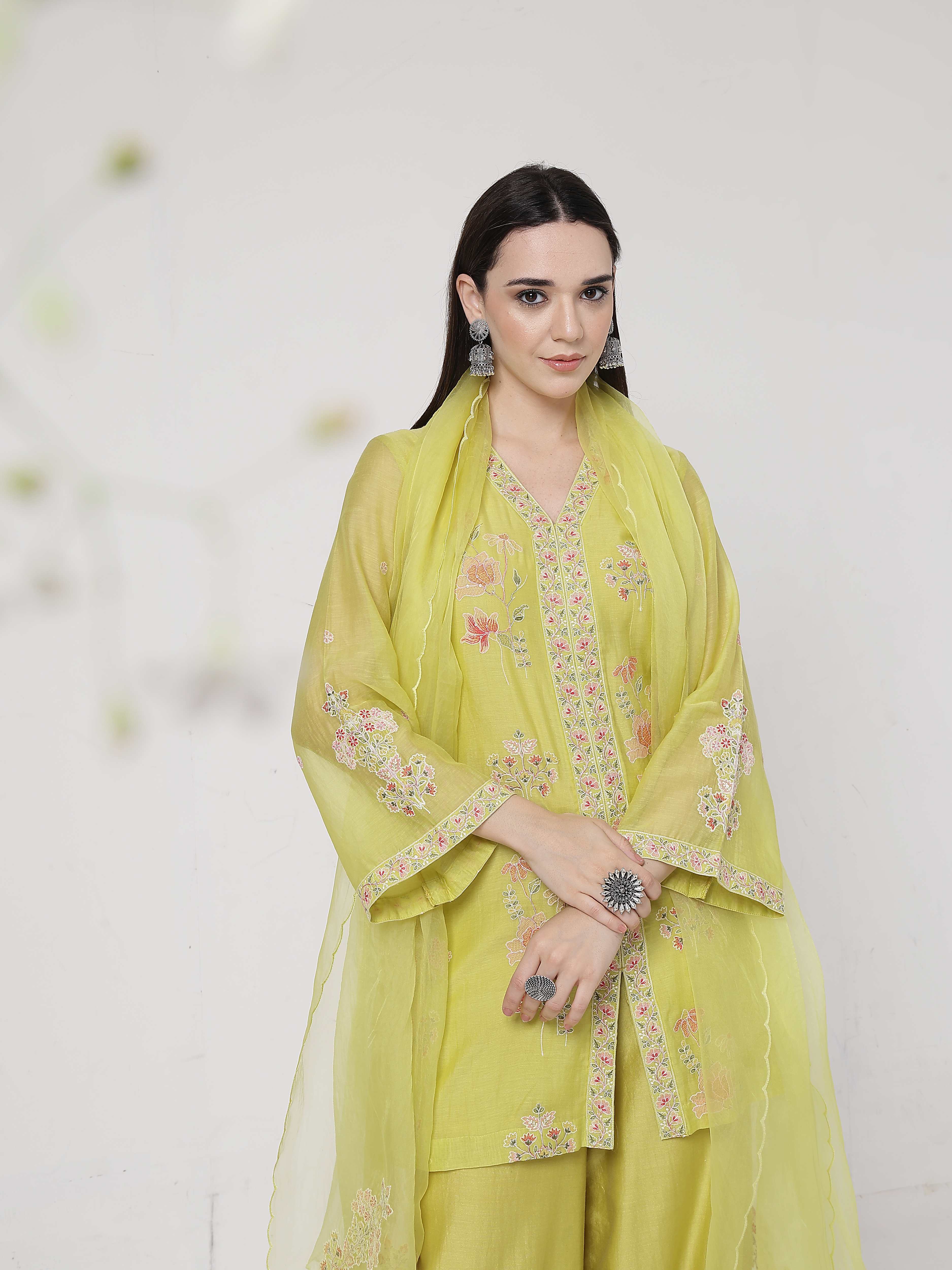 Lime Green A-line Suit Set