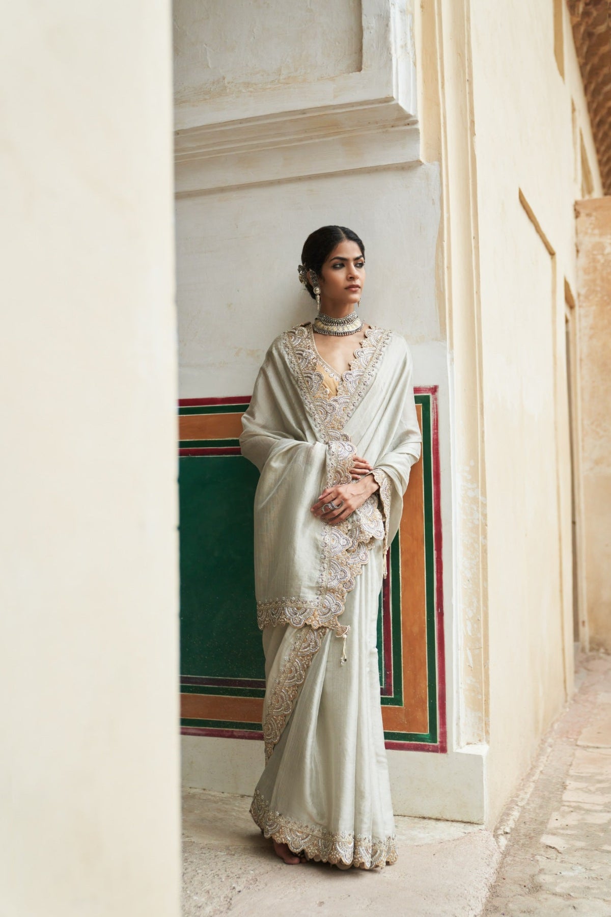 Chandi jodha saree